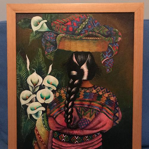 Used Oil Painting - Guatemalan Woman w/ Braid for sale on AptDeco