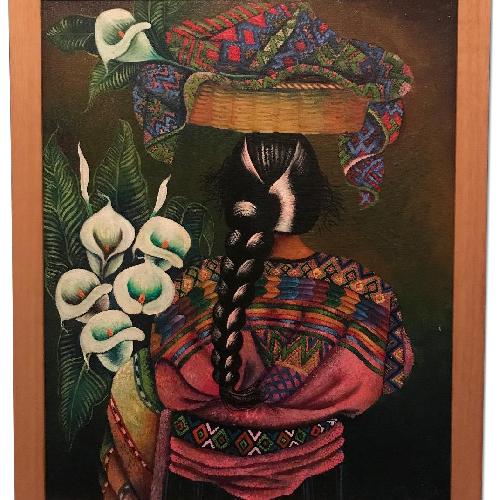 Used Oil Painting - Guatemalan Woman w/ Braid for sale on AptDeco