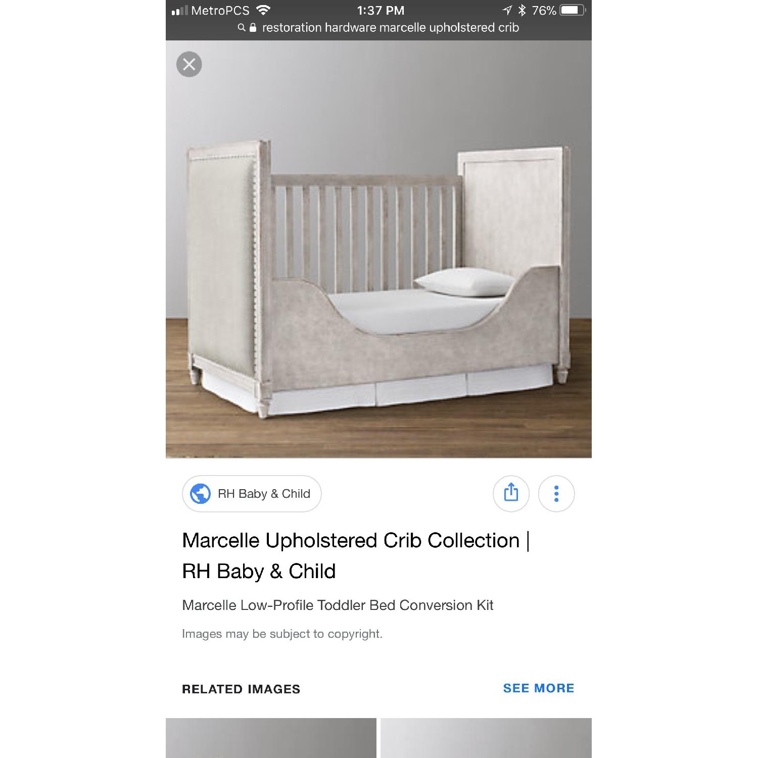 Restoration Hardware Marcelle Upholstered Crib/Toddler Bed AptDeco