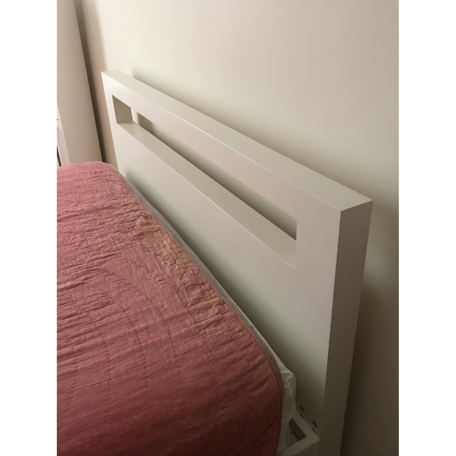 West Elm Wood Bed Frame w/ Low Wood Cutout Headboard - image-1