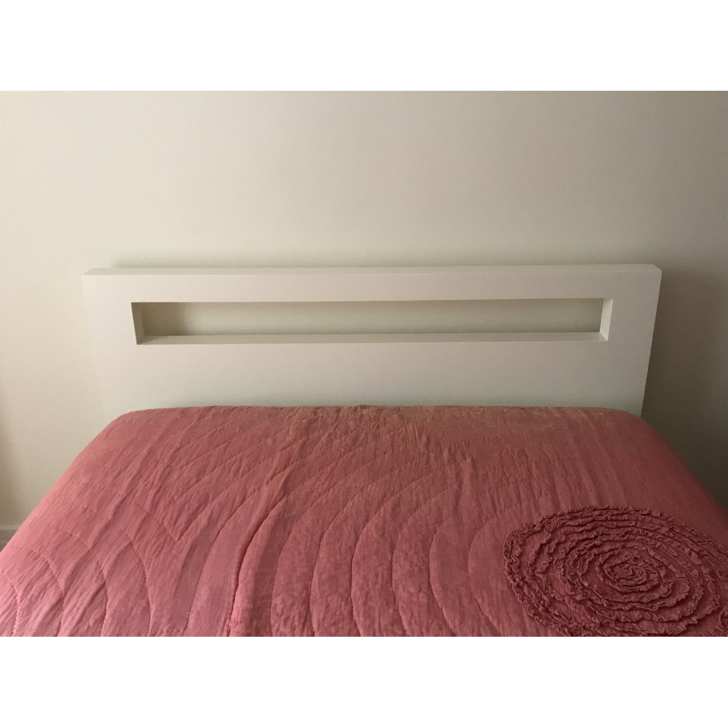 West Elm Wood Bed Frame w/ Low Wood Cutout Headboard - image-2