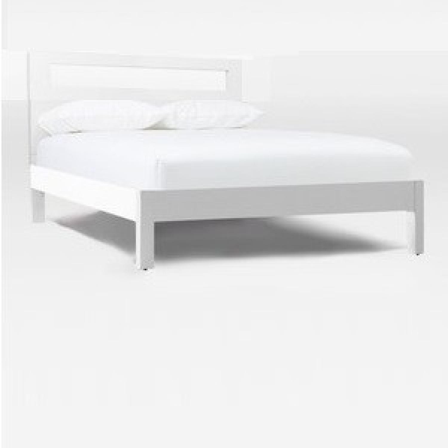 West Elm Wood Bed Frame w/ Low Wood Cutout Headboard - image-4
