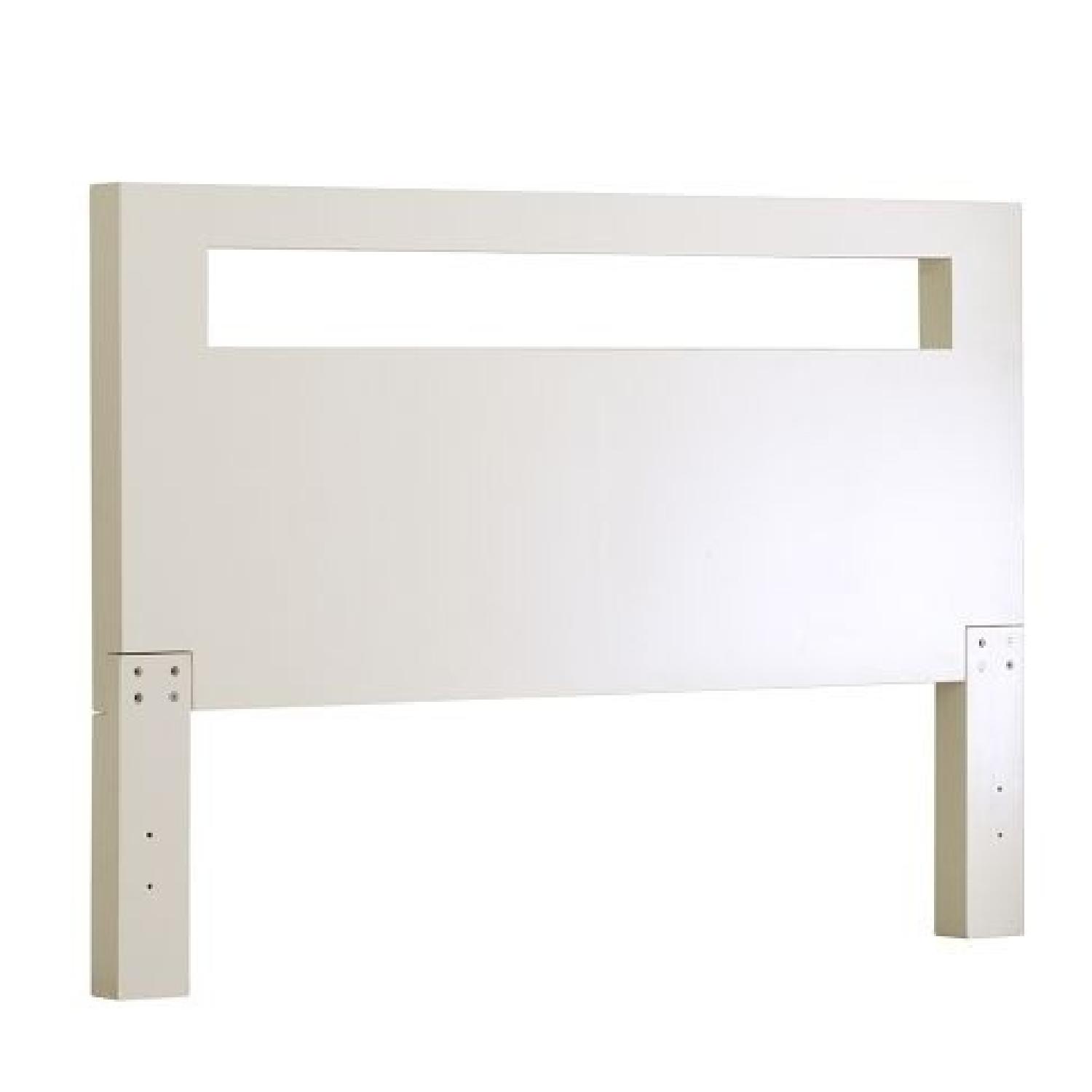 West Elm Wood Bed Frame w/ Low Wood Cutout Headboard - image-5
