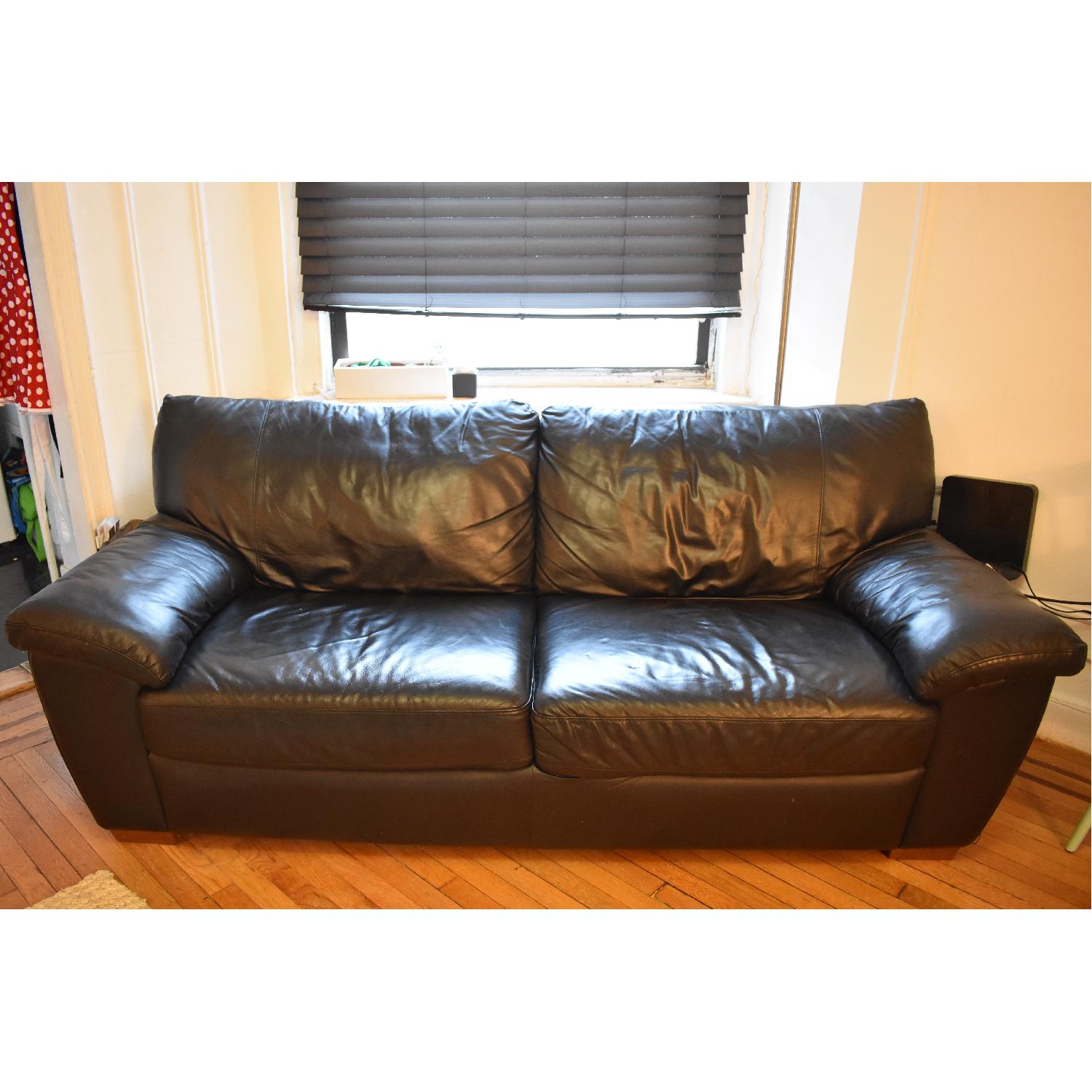 Ikea Vreta Black Leather Couch - image-1