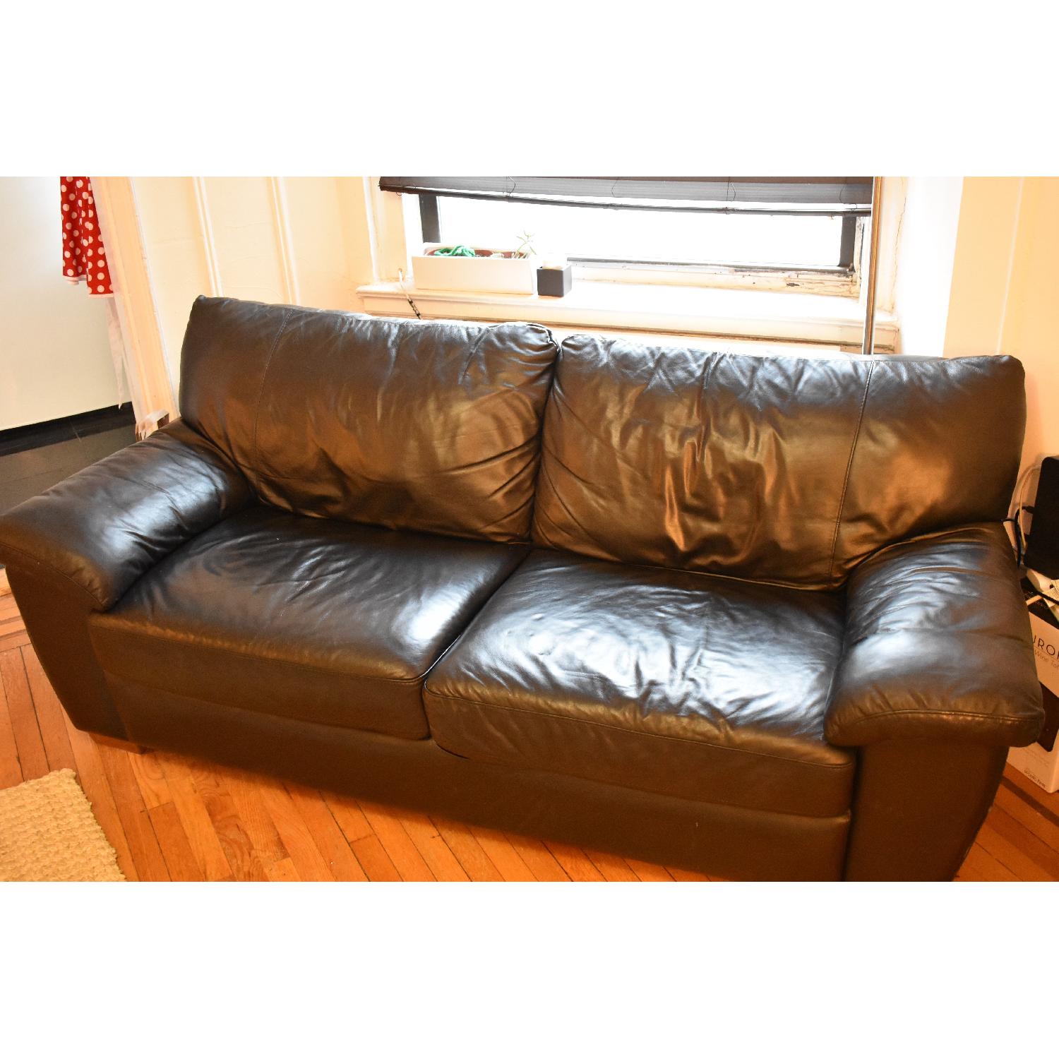 Ikea Vreta Black Leather Couch - image-2
