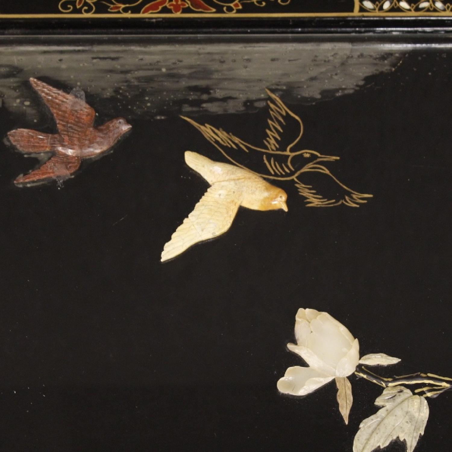 French Coffee Table in Lacquered Gilt Painted Chinoiserie - image-1