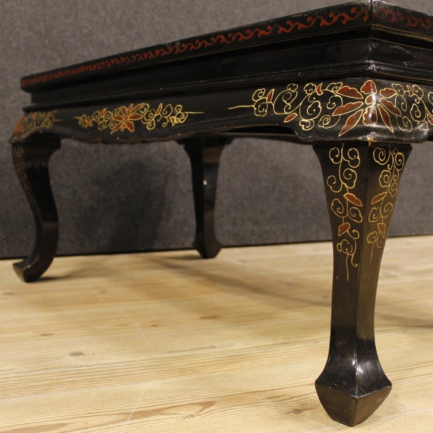 French Coffee Table in Lacquered Gilt Painted Chinoiserie - image-5