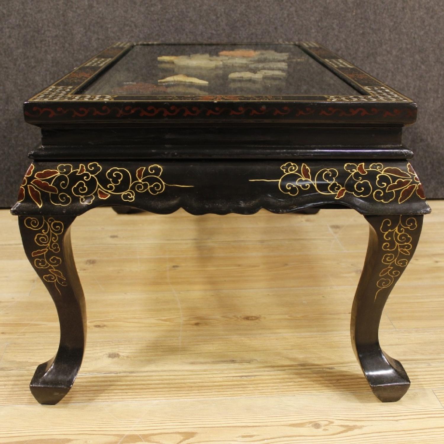 French Coffee Table in Lacquered Gilt Painted Chinoiserie - image-8