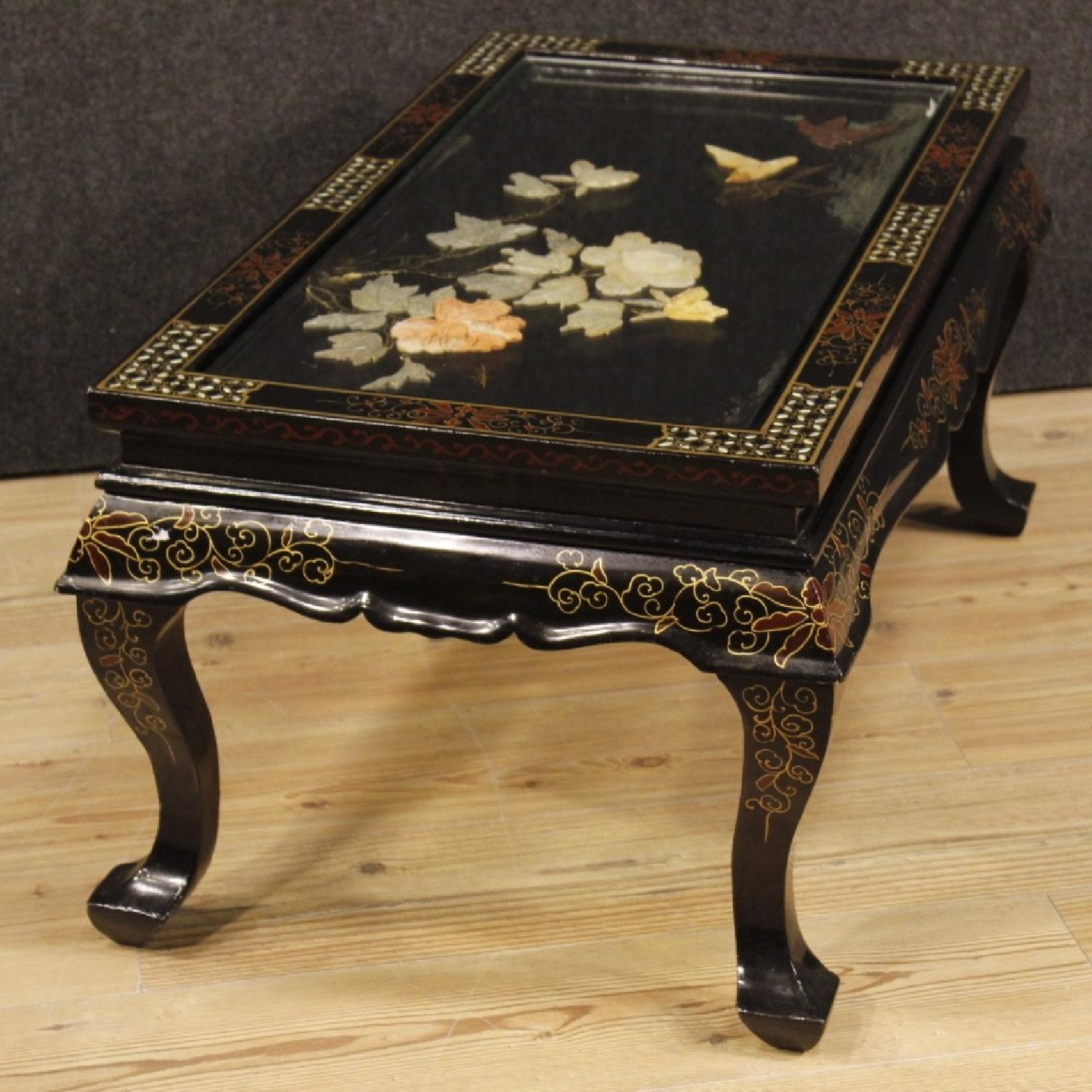 French Coffee Table in Lacquered Gilt Painted Chinoiserie - image-10