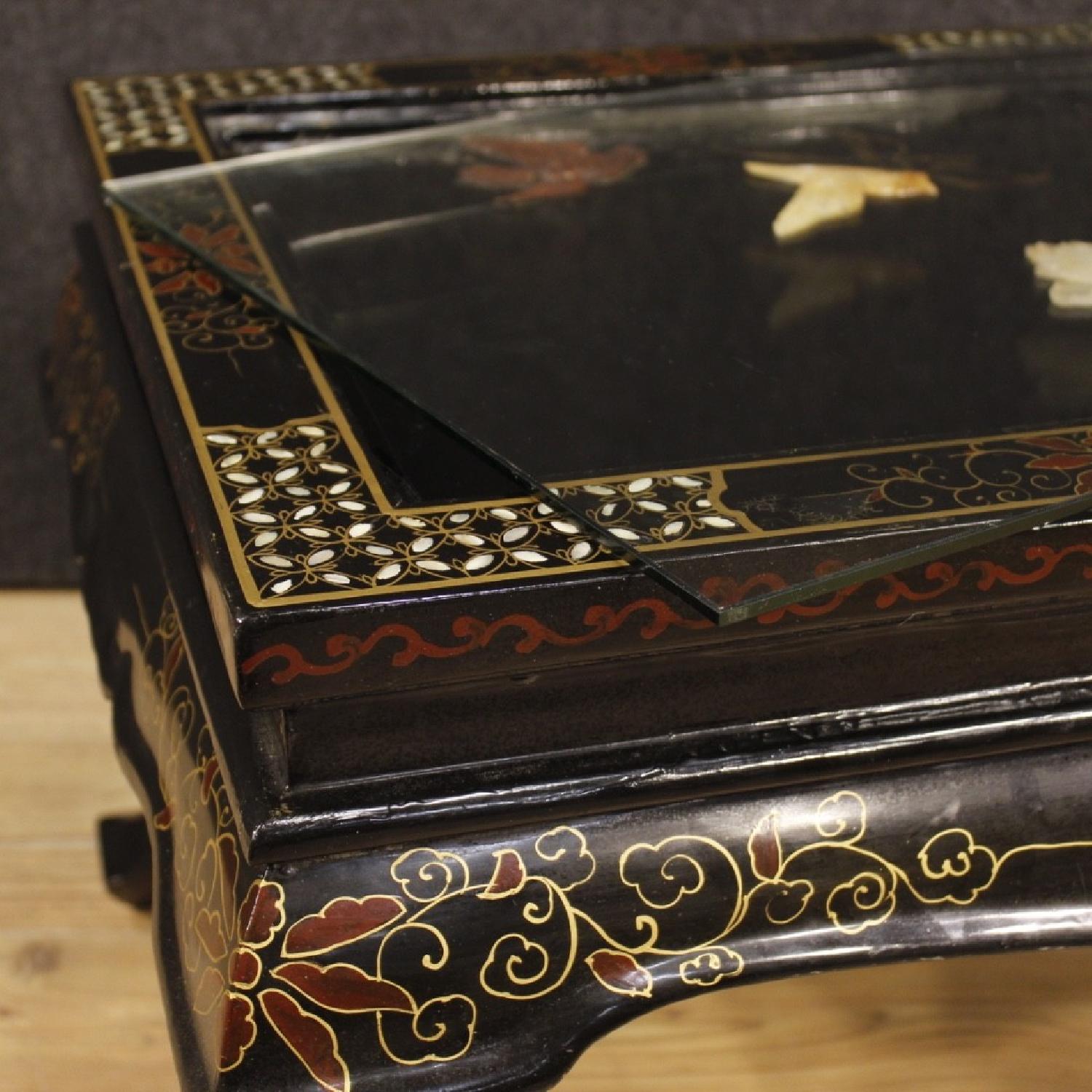 French Coffee Table in Lacquered Gilt Painted Chinoiserie - image-11