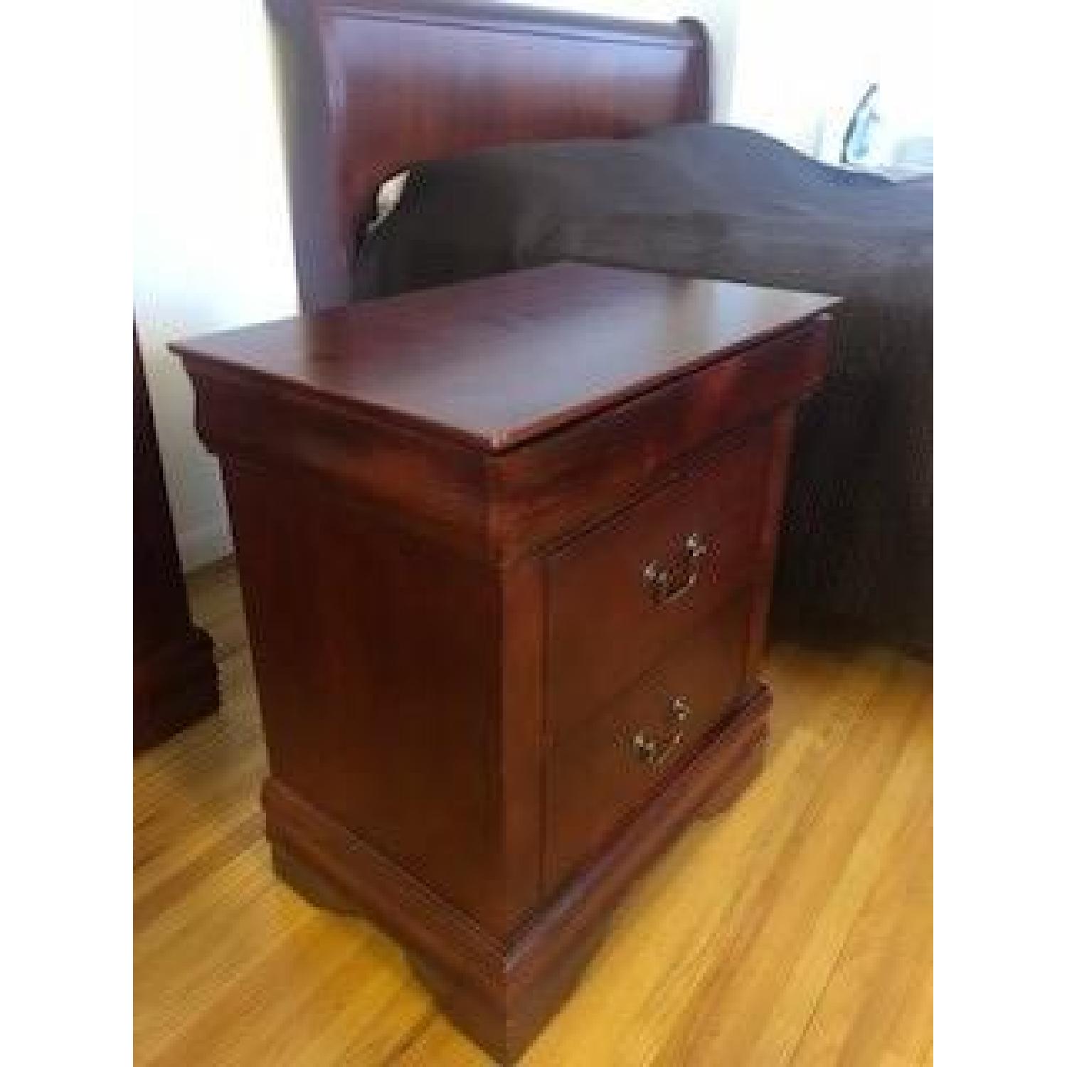Wood Dark Cherry 3-Drawer Nightstand - image-2