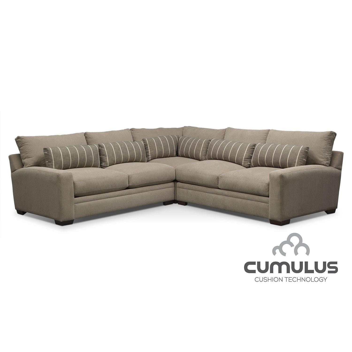 American Signature Kroehler Ventura 3 Piece Sectional Couch - image-2