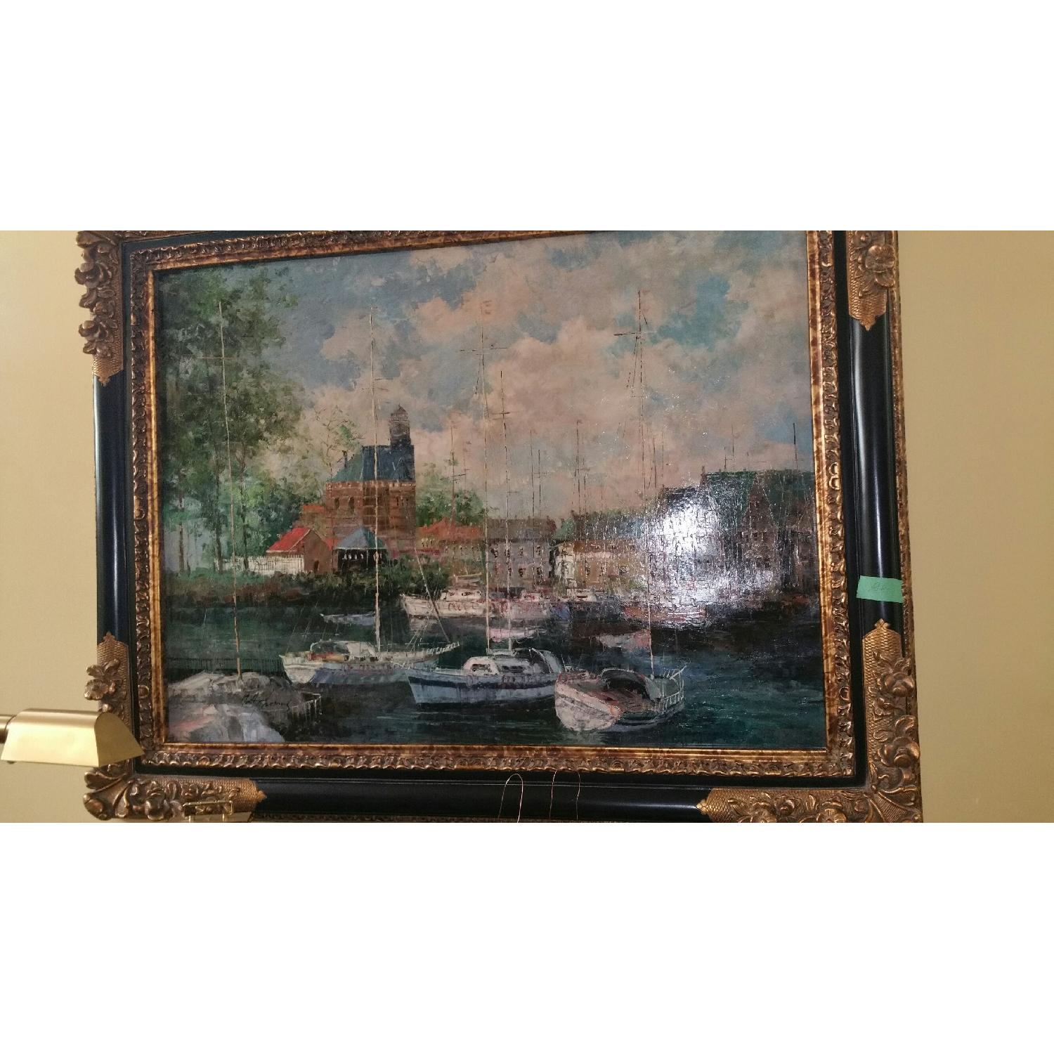 Matt Thomas Oil Painting in Black & Gold Frame - image-2