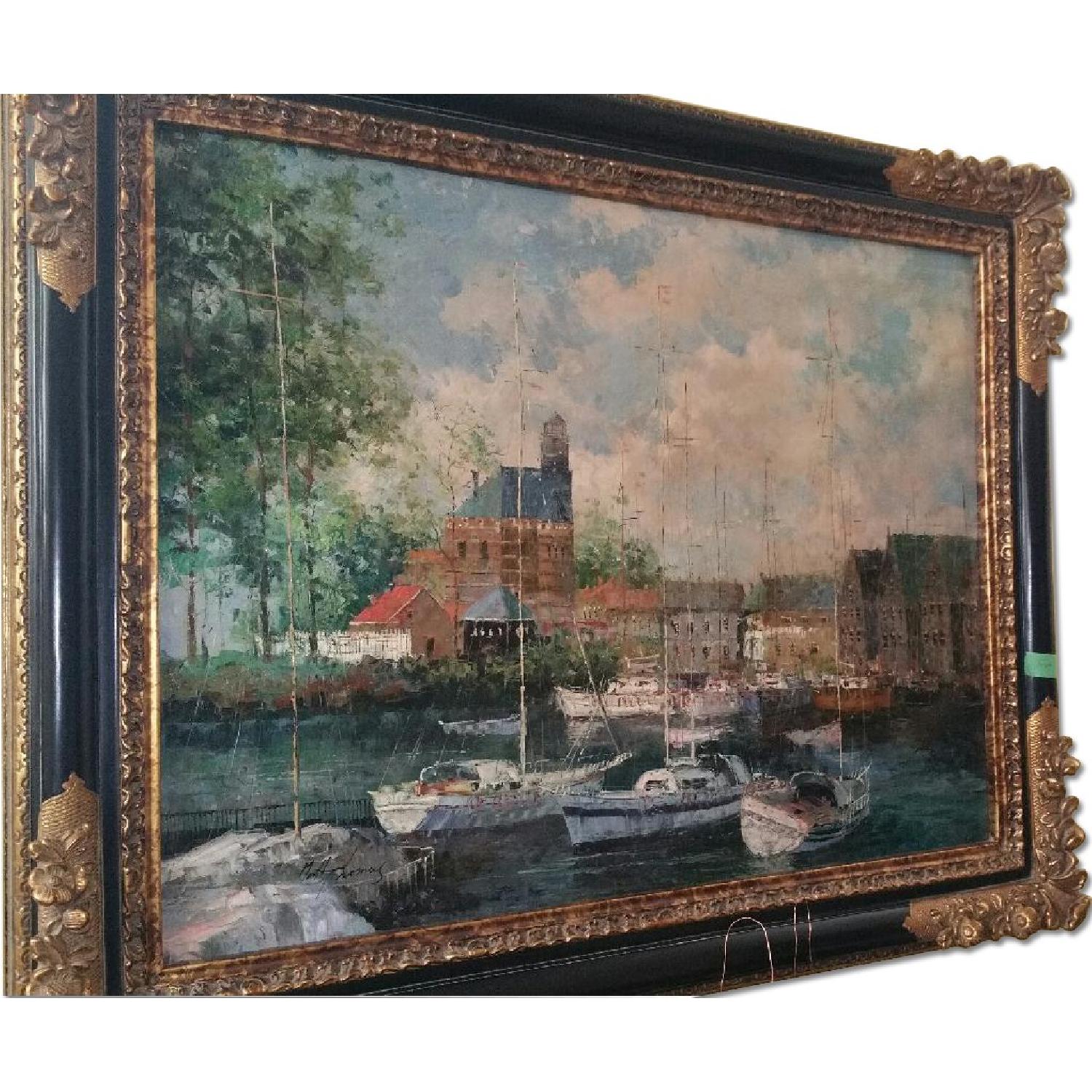 Matt Thomas Oil Painting in Black & Gold Frame - image-0