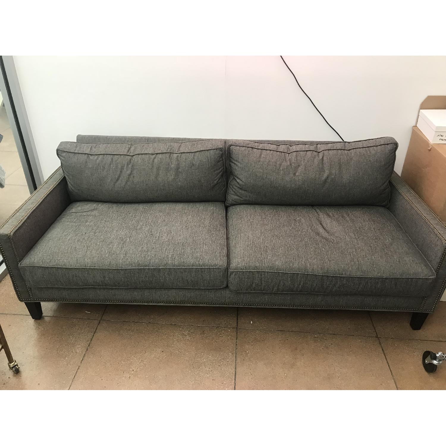 Pottery Barn Grey Upholstered Sofa AptDeco