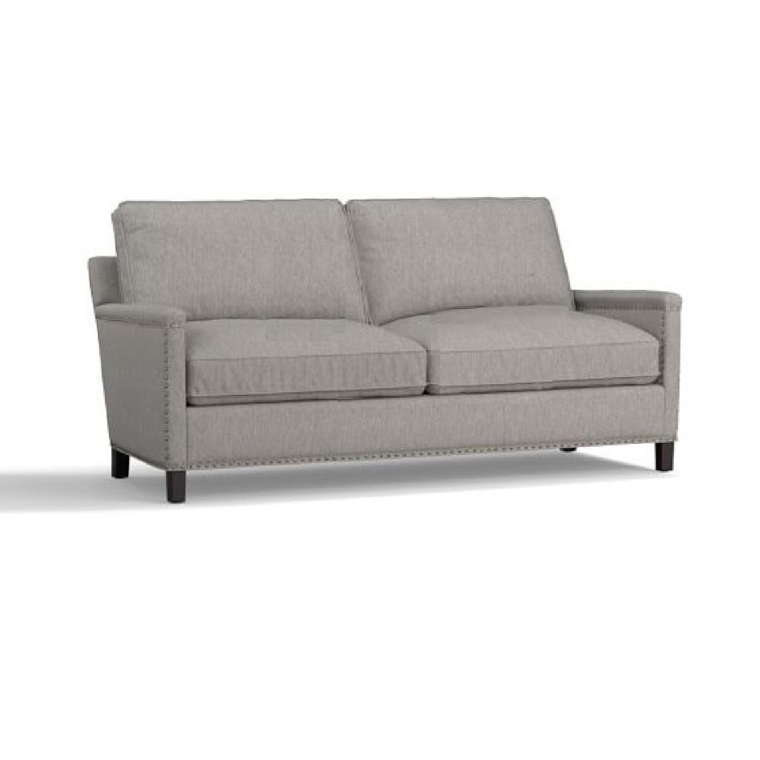 Pottery Barn Grey Upholstered Sofa AptDeco