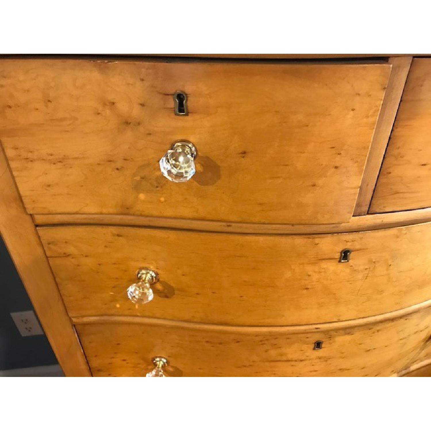 Antique Birdseye Maple Bow Front 6 Drawer Dresser on Wheels - image-1