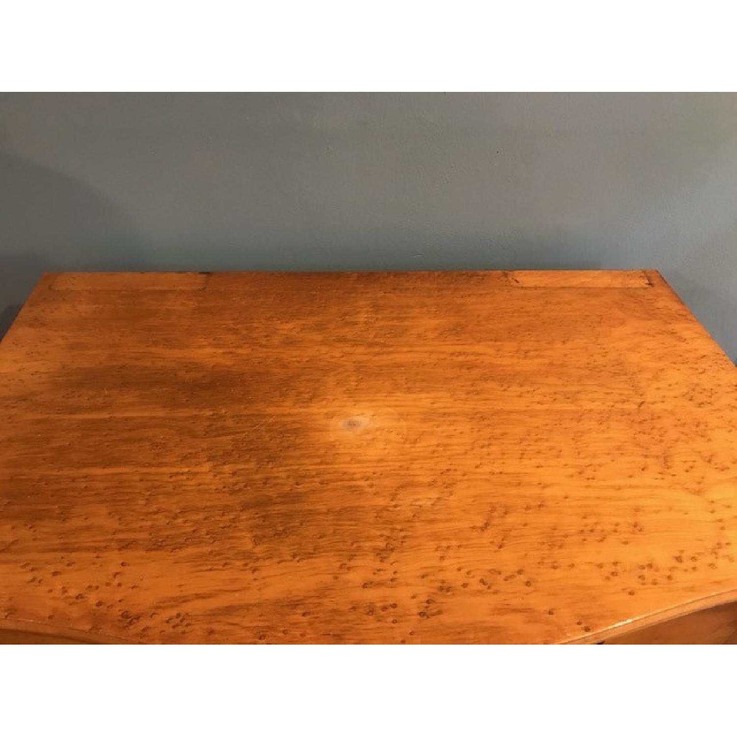 Antique Birdseye Maple Bow Front 6 Drawer Dresser on Wheels - image-2