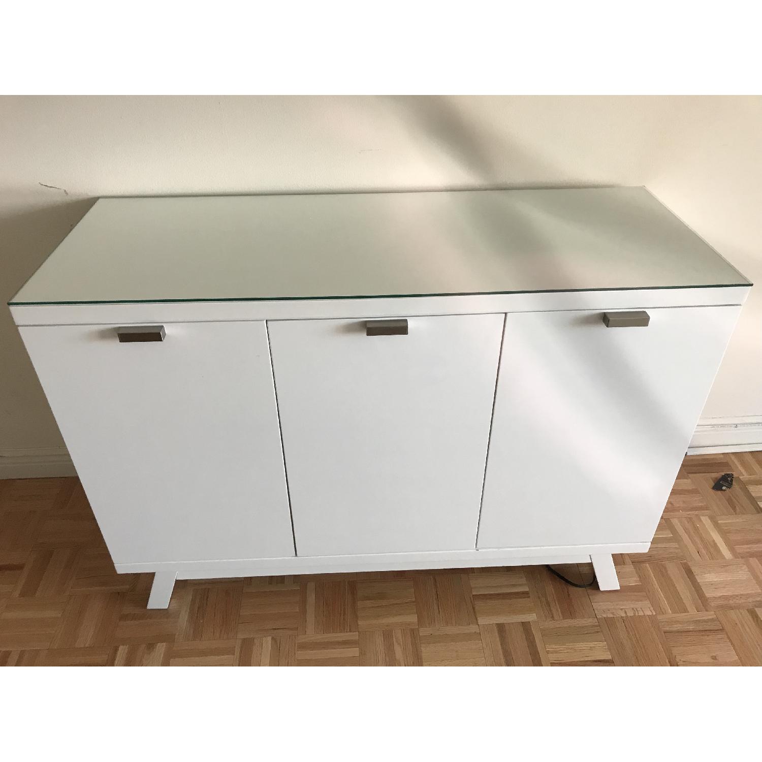 Crate & Barrel White Lacquer Buffet/Console - image-1