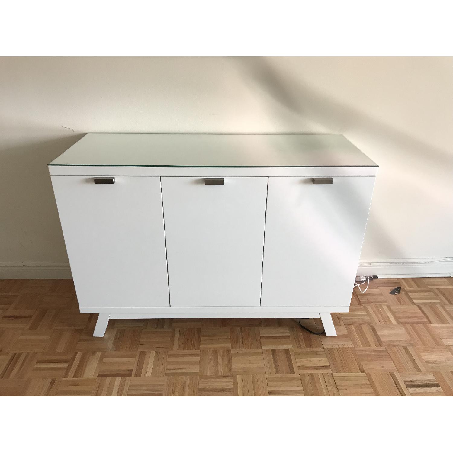Crate & Barrel White Lacquer Buffet/Console - image-3