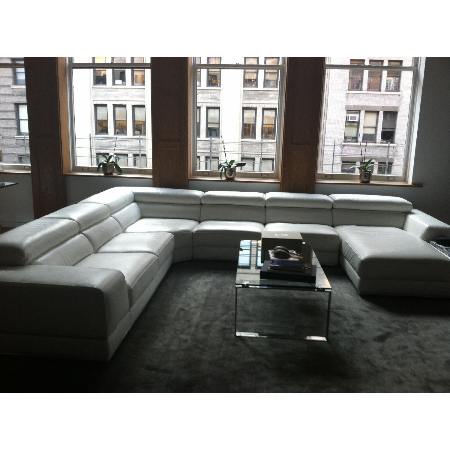 Modani Bergamo White Leather 3-Piece Sectional Sofa - image-1