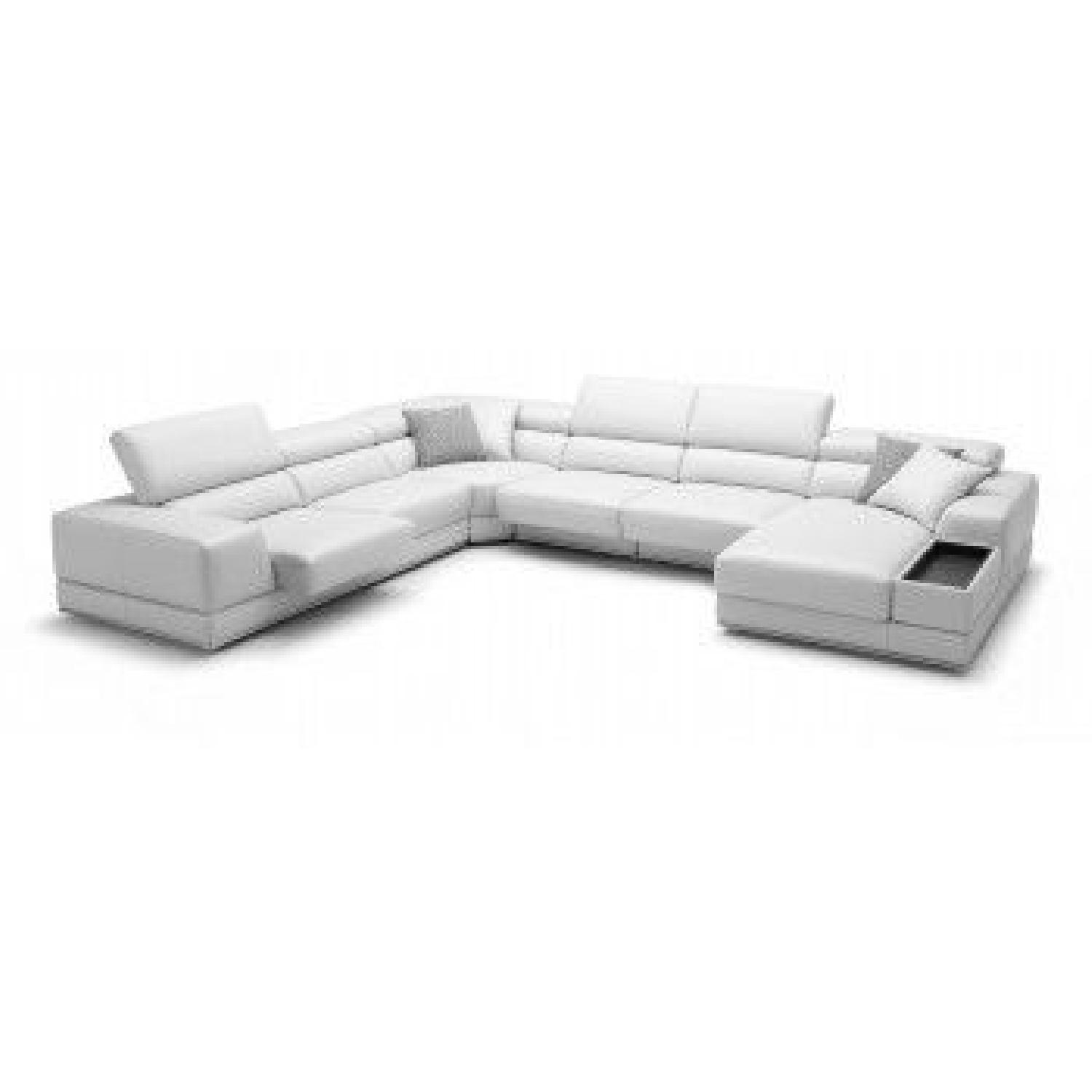 Modani Bergamo White Leather 3-Piece Sectional Sofa - image-0