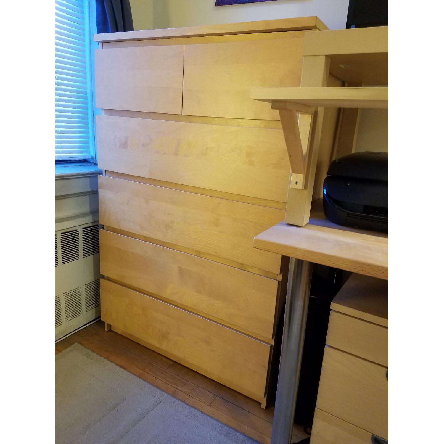 Ikea Malm Oak Veneer 6-Drawer Dresser - image-1