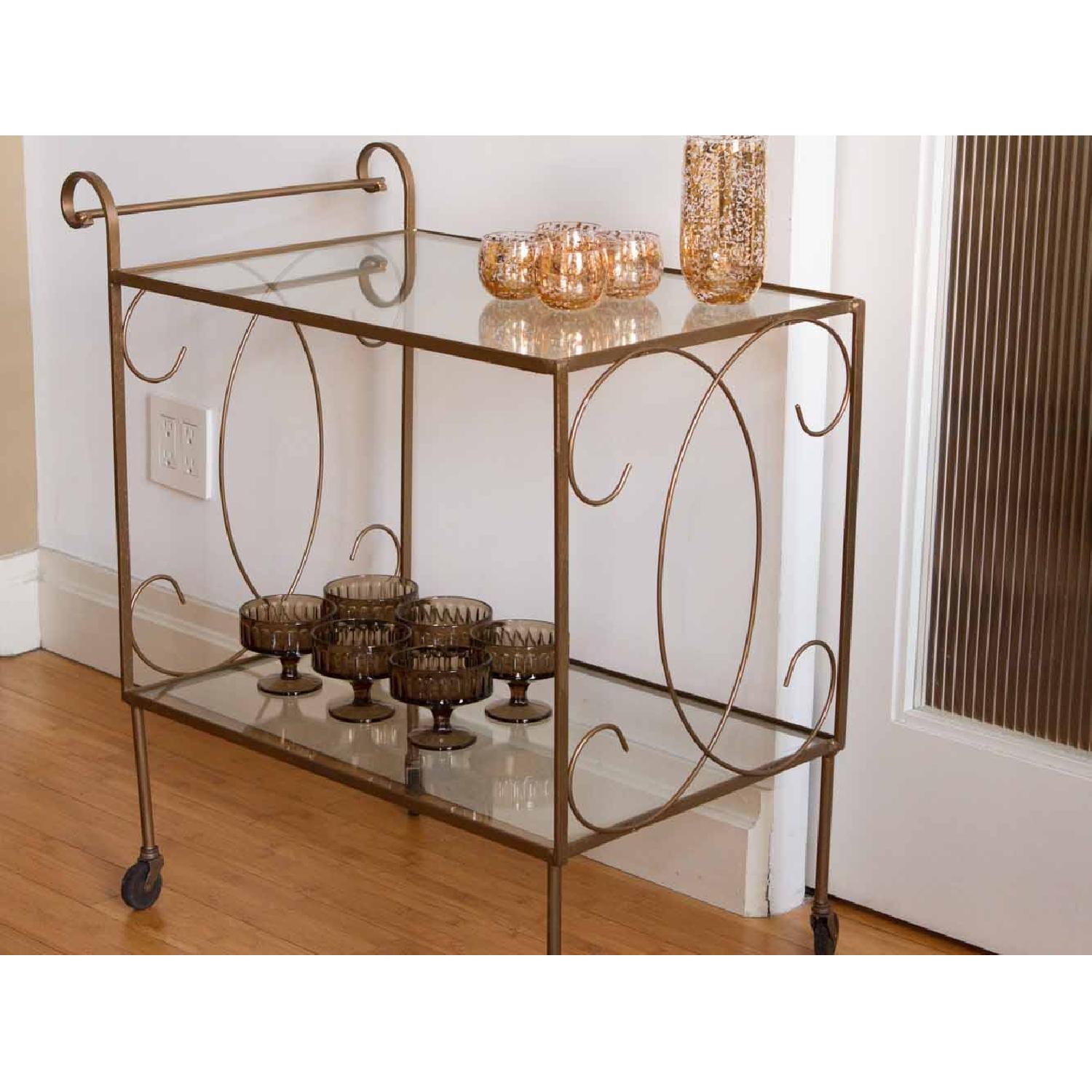 Vintage Iron Bar Cart in Bronze Finish - image-1