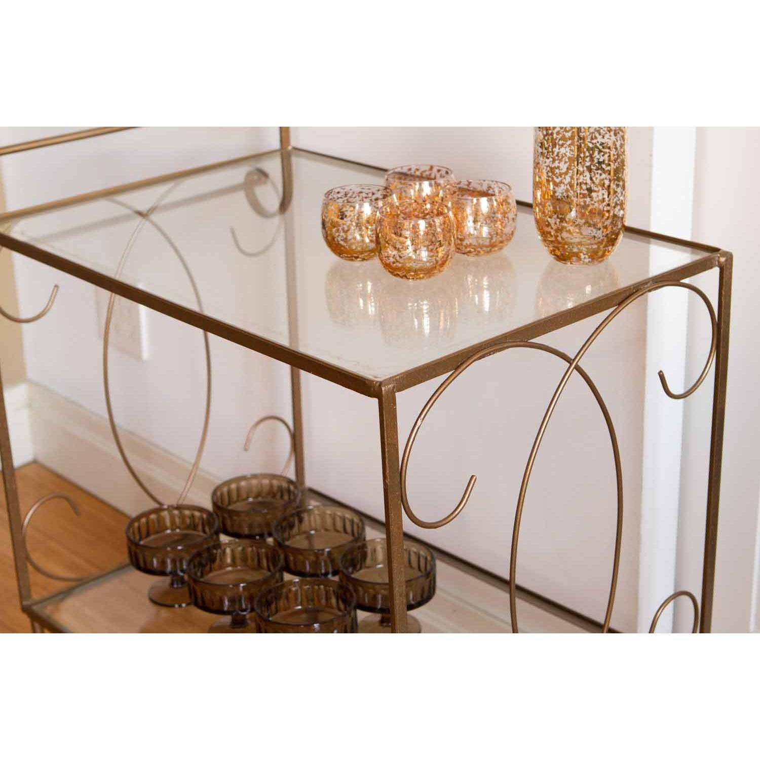 Vintage Iron Bar Cart in Bronze Finish - image-2