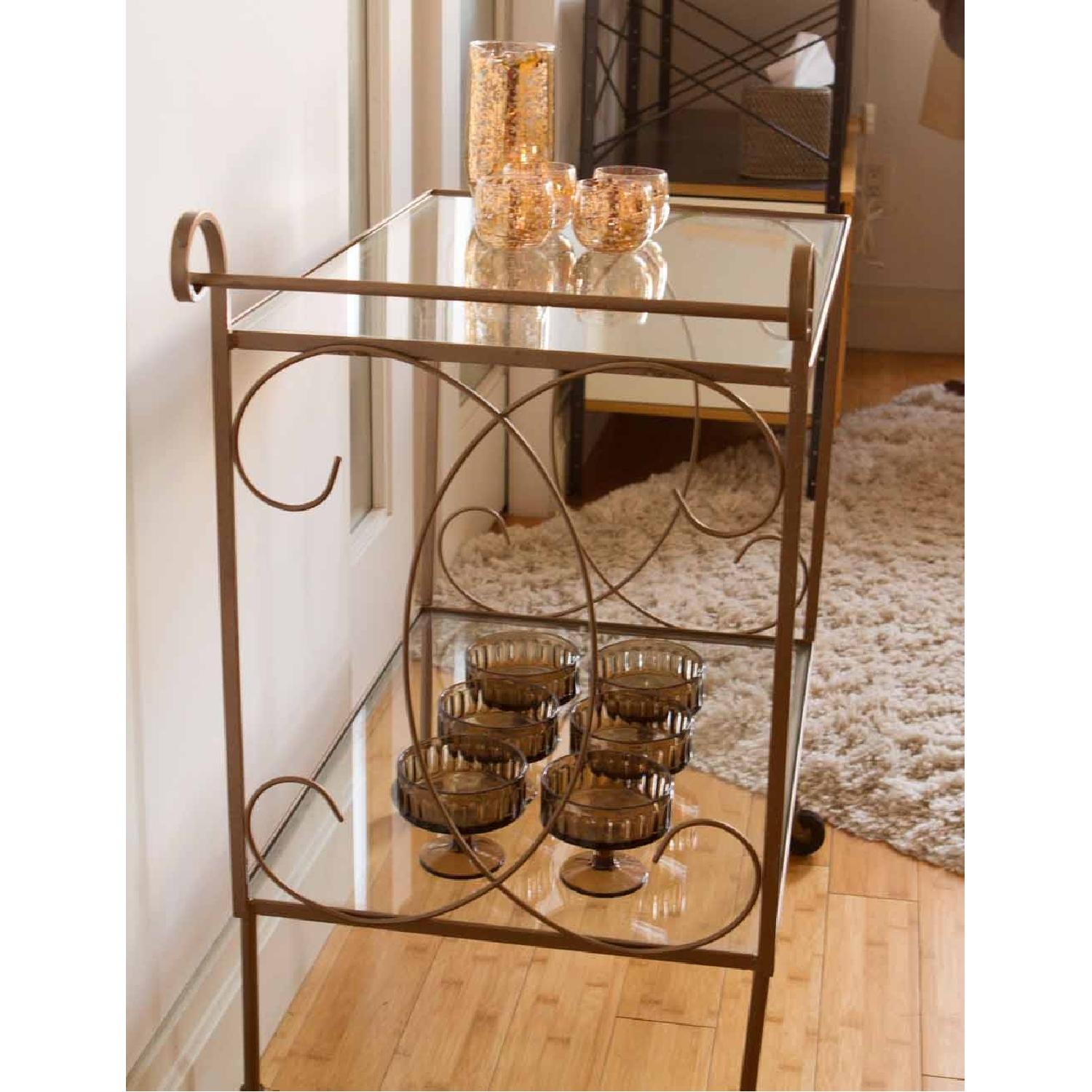 Vintage Iron Bar Cart in Bronze Finish - image-3