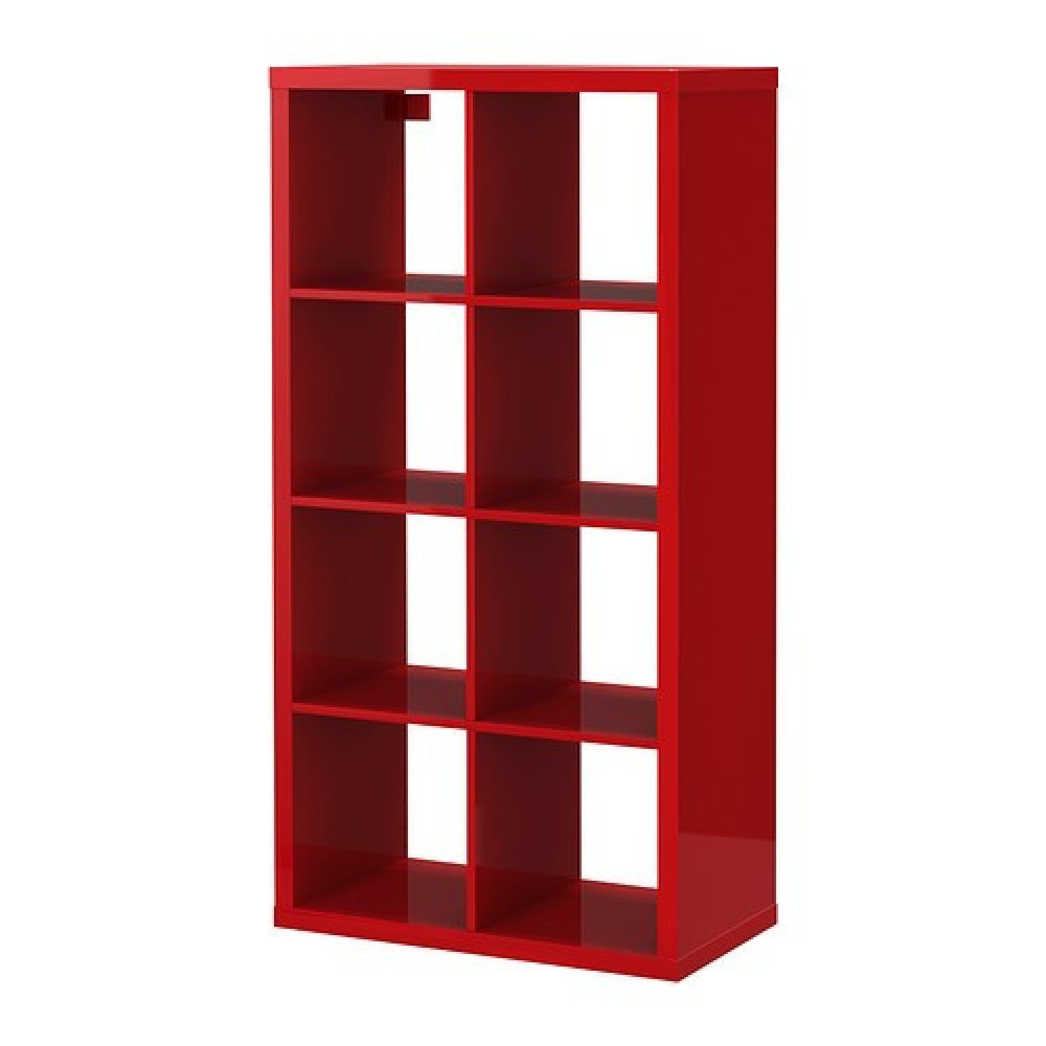 Ikea Kallax High Gloss Red Shelving Unit - image-0