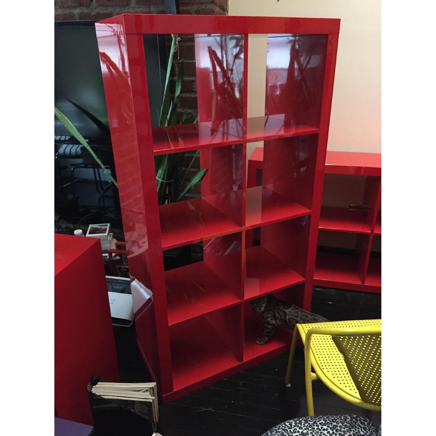 Ikea Kallax High Gloss Red Shelving Unit AptDeco