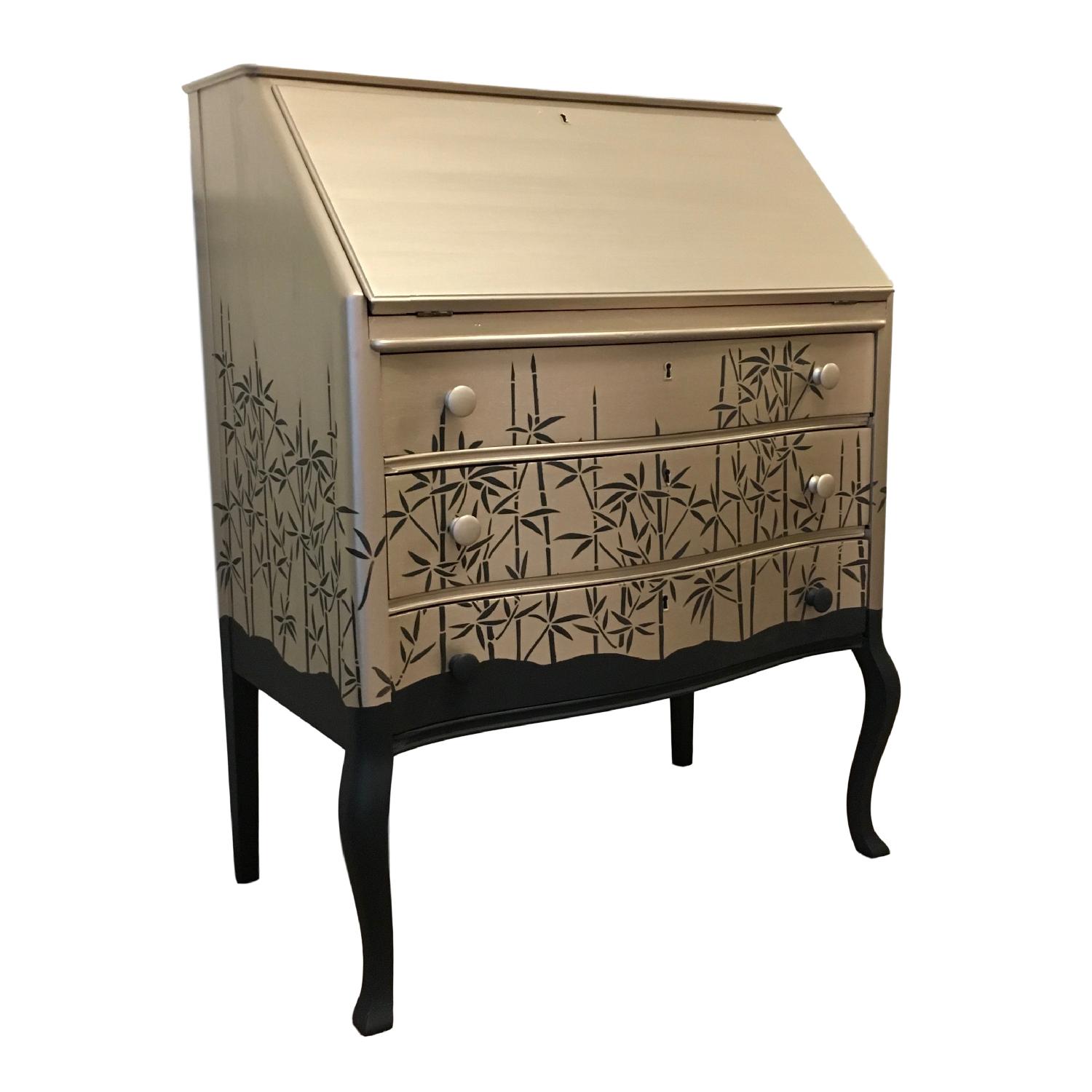 Metallic & Black Secretary Desk - image-2