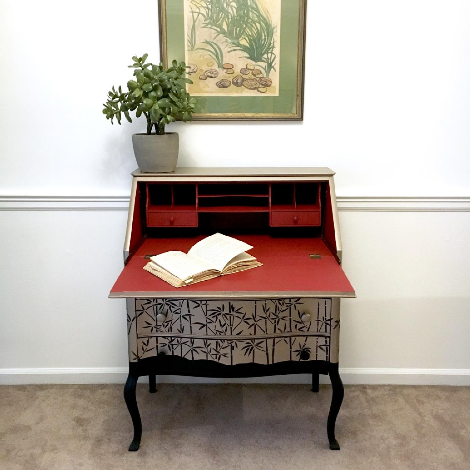 Metallic & Black Secretary Desk - image-3