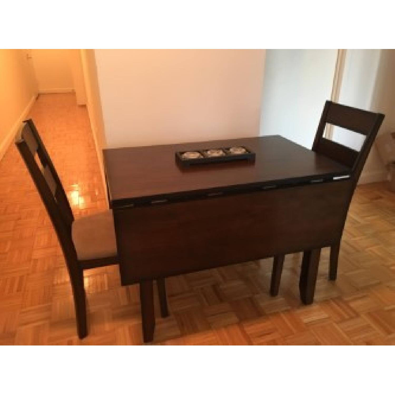 Macy's Wood Drop Leaf Dining Table w/ 2 Chairs - image-1