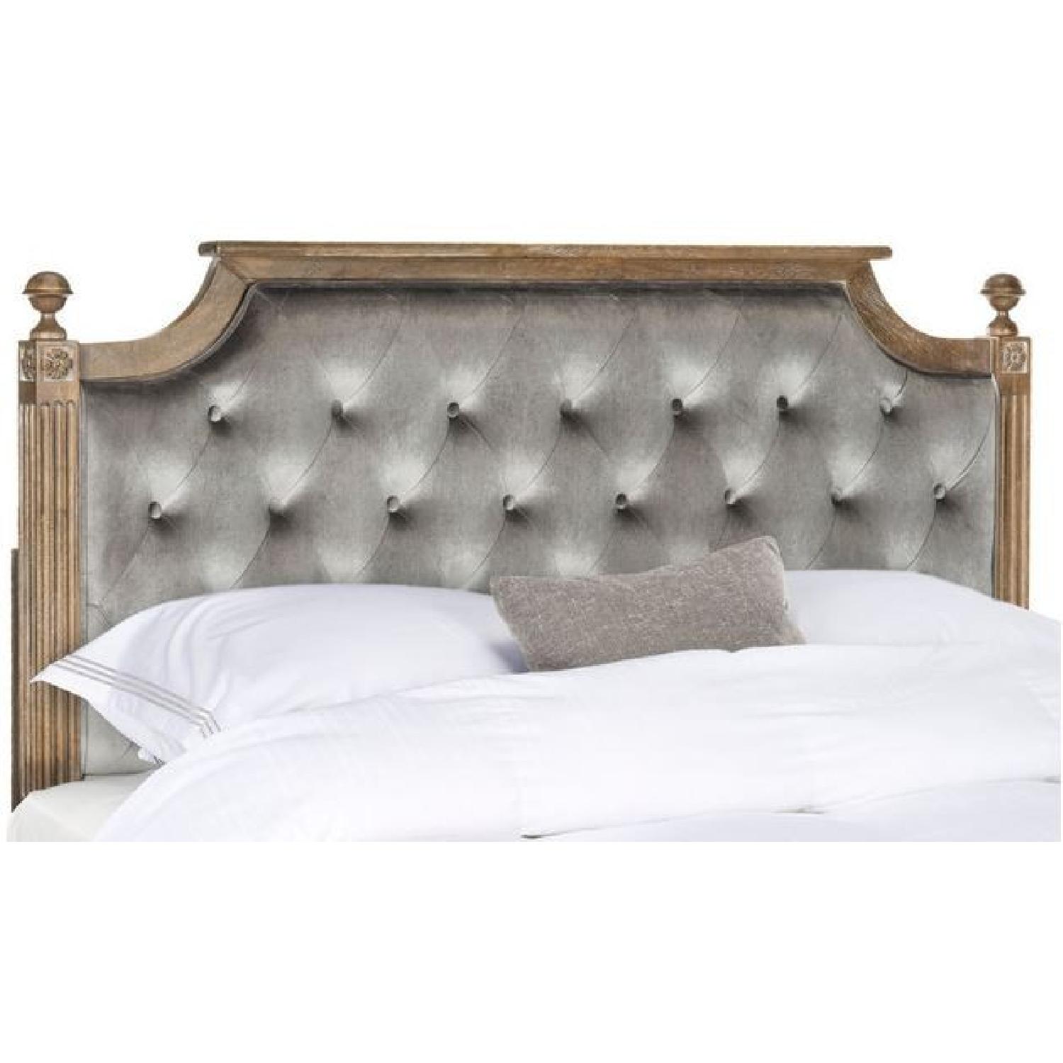 Safavieh Tufted Velvet Rustic Oak & Grey Full Headboard - image-1