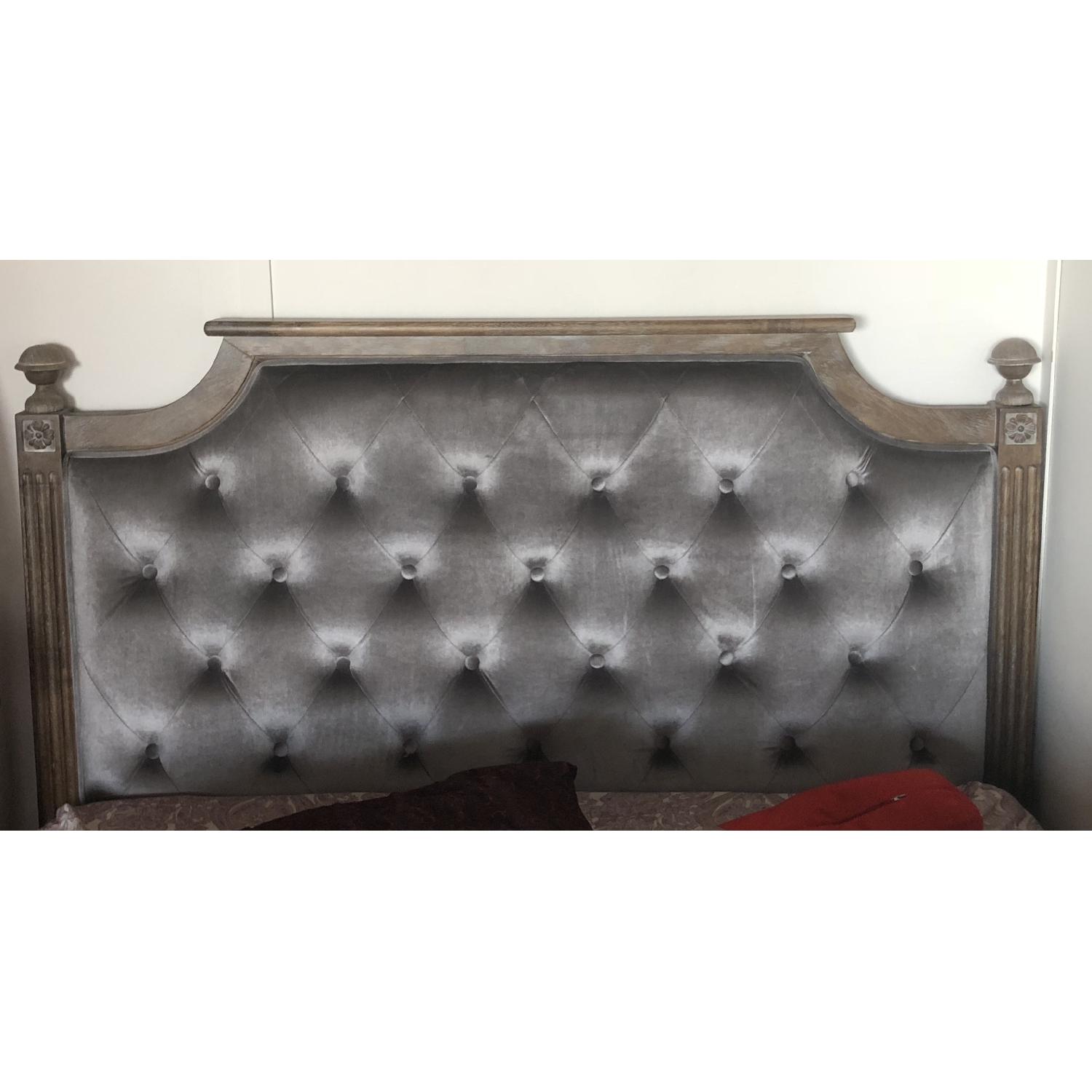 Safavieh Tufted Velvet Rustic Oak & Grey Full Headboard - image-4
