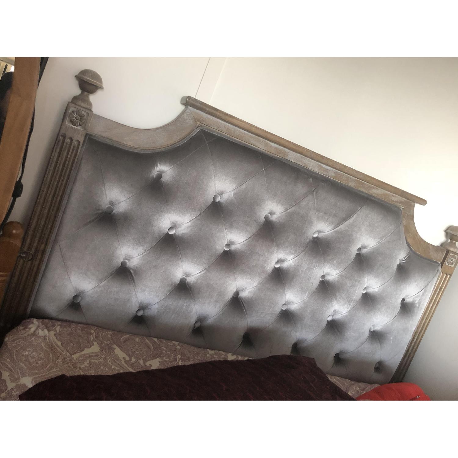 Safavieh Tufted Velvet Rustic Oak & Grey Full Headboard - image-6