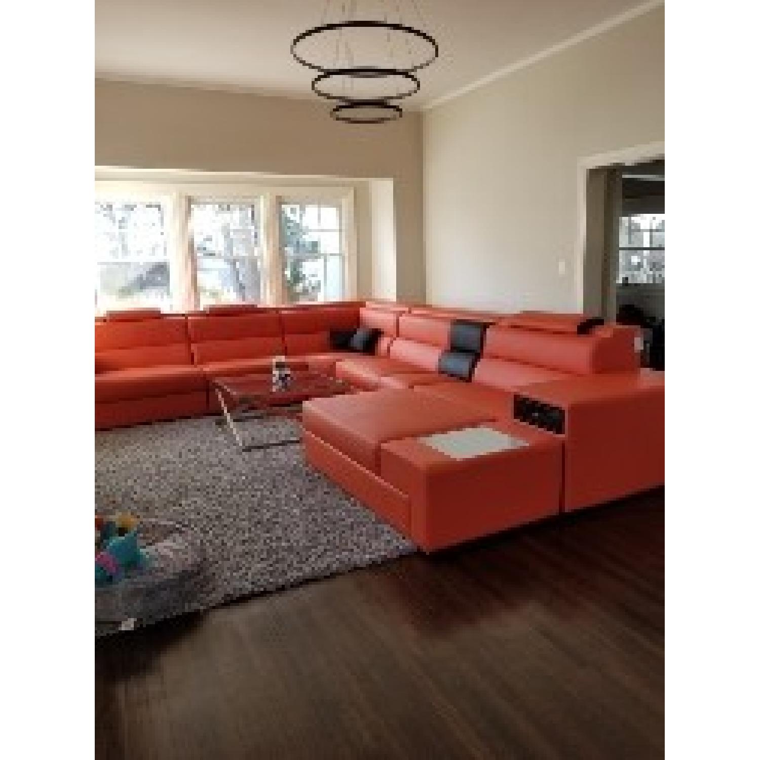 VIG Furniture Modern Orange Faux Leather Sectional Sofa - image-1