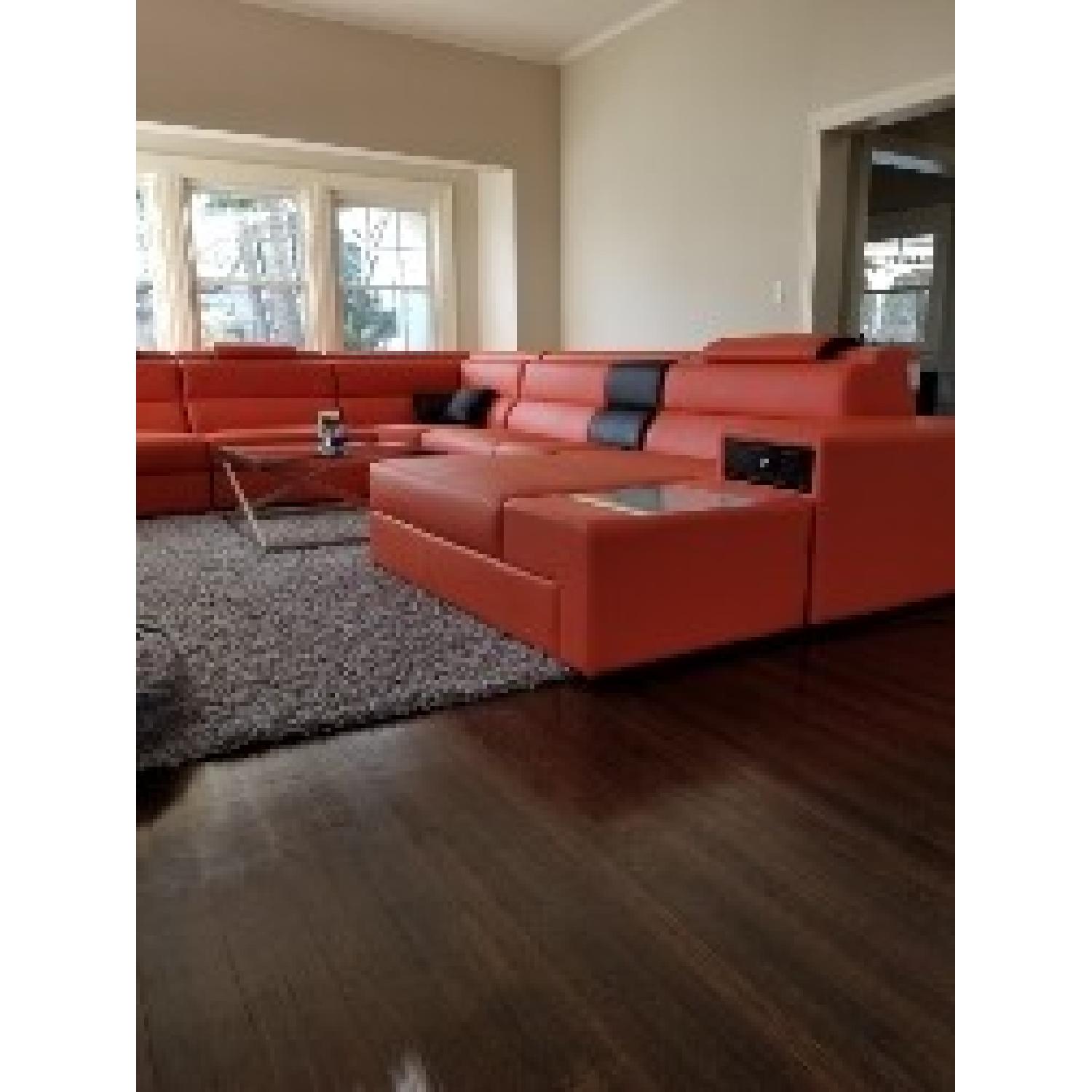 VIG Furniture Modern Orange Faux Leather Sectional Sofa - image-2