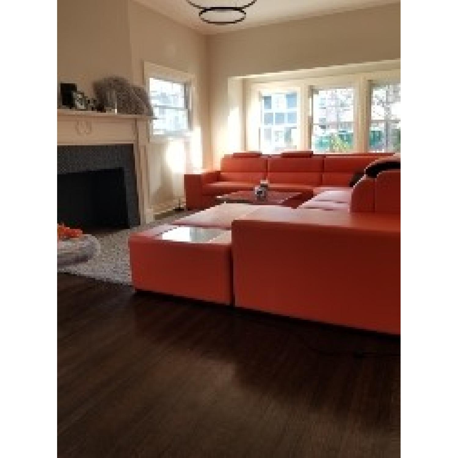 VIG Furniture Modern Orange Faux Leather Sectional Sofa - image-3