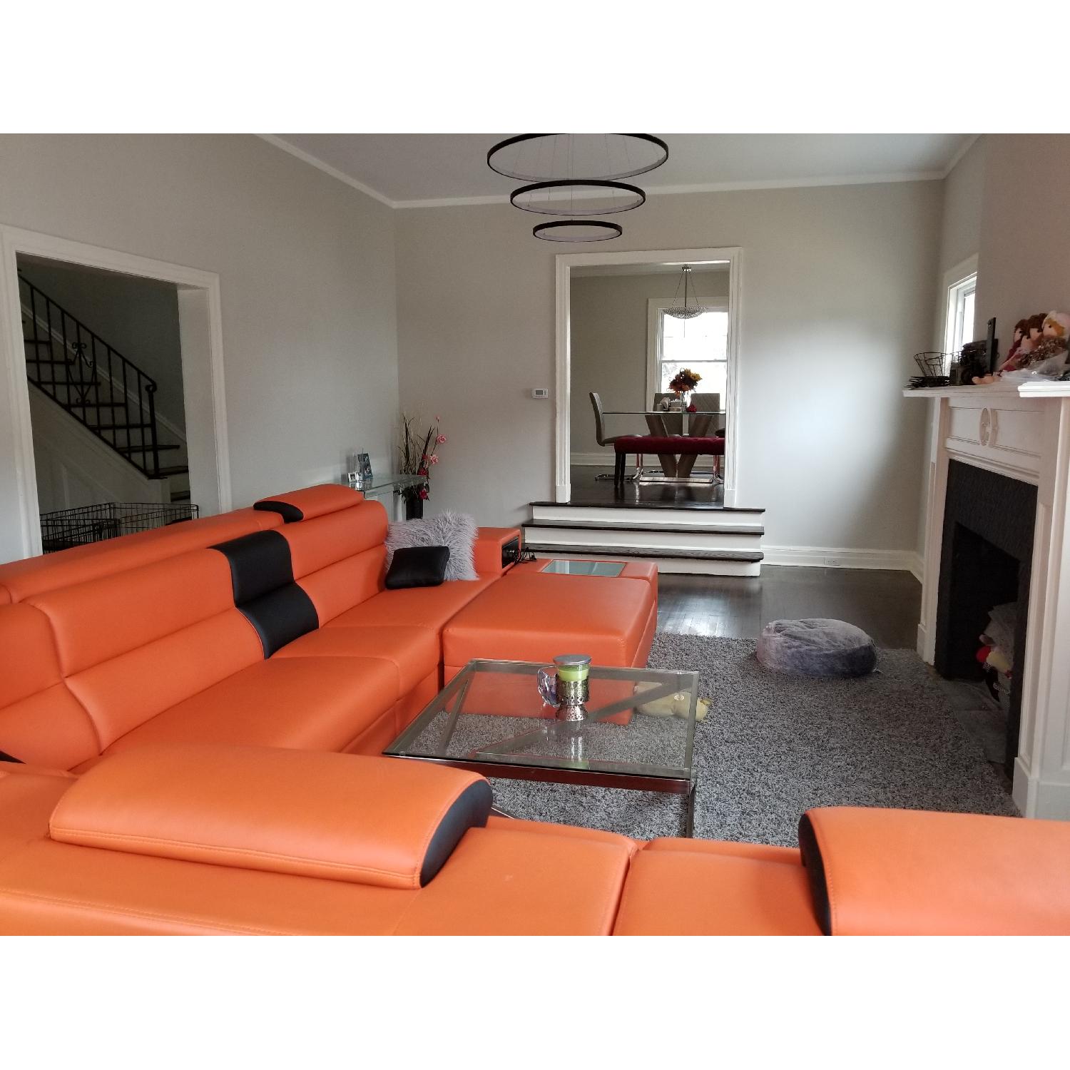VIG Furniture Modern Orange Faux Leather Sectional Sofa - image-4