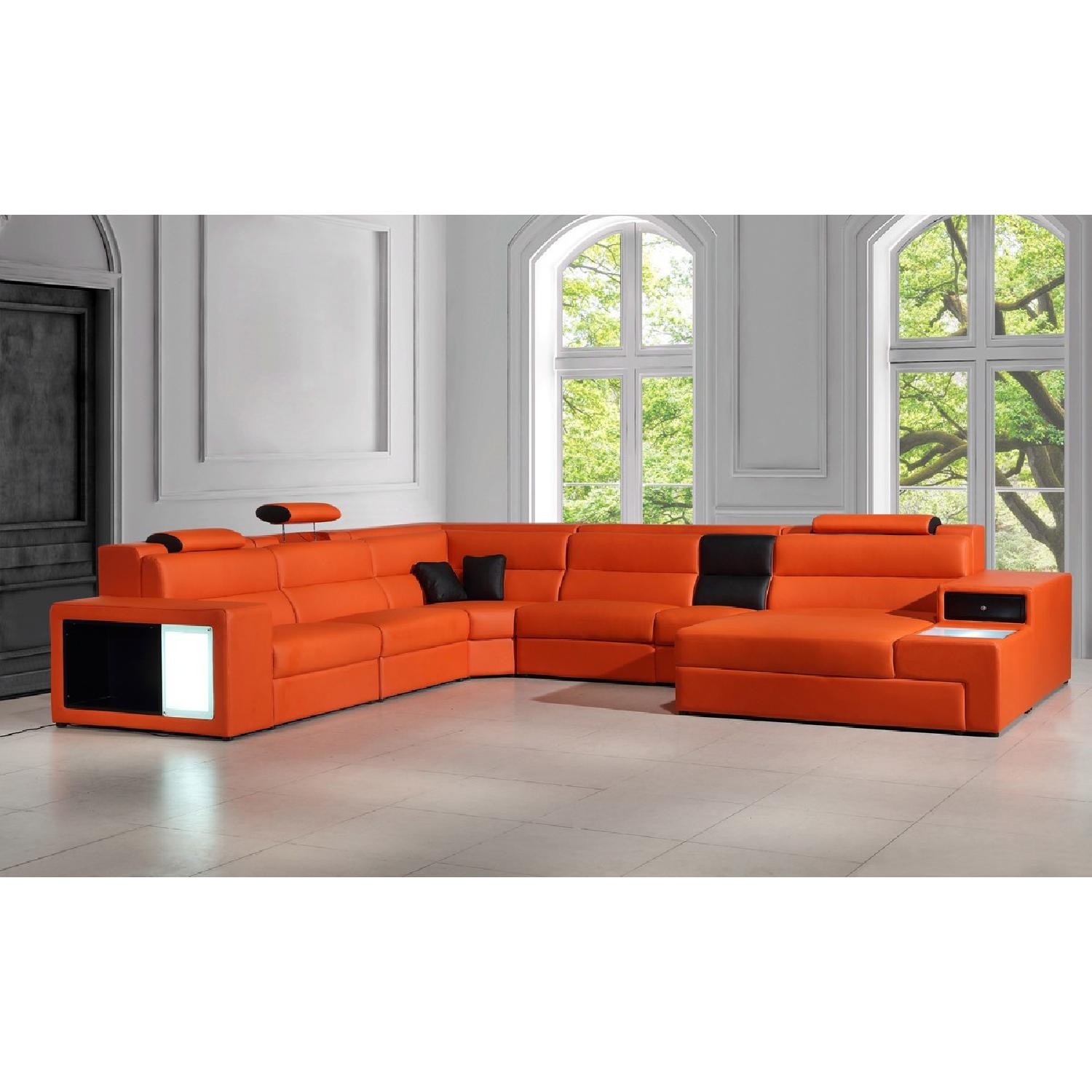 VIG Furniture Modern Orange Faux Leather Sectional Sofa - image-5