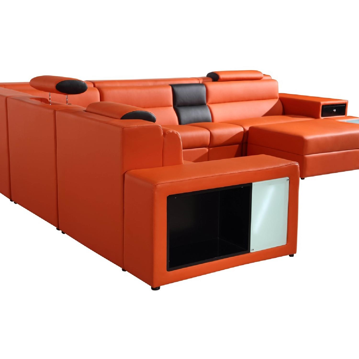 VIG Furniture Modern Orange Faux Leather Sectional Sofa - image-6