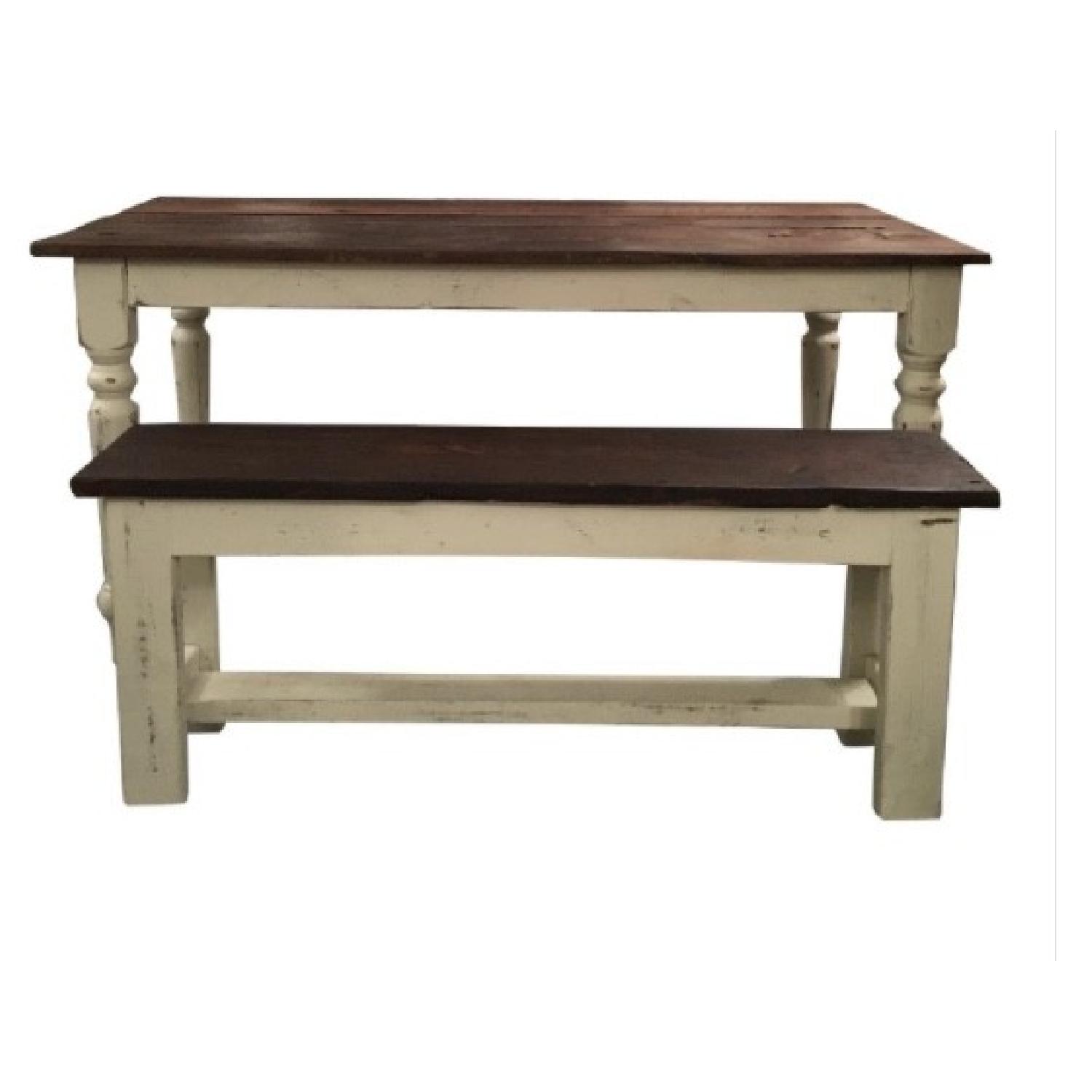 Custom Repurposed Oak Dining Table w/ Matching Bench AptDeco