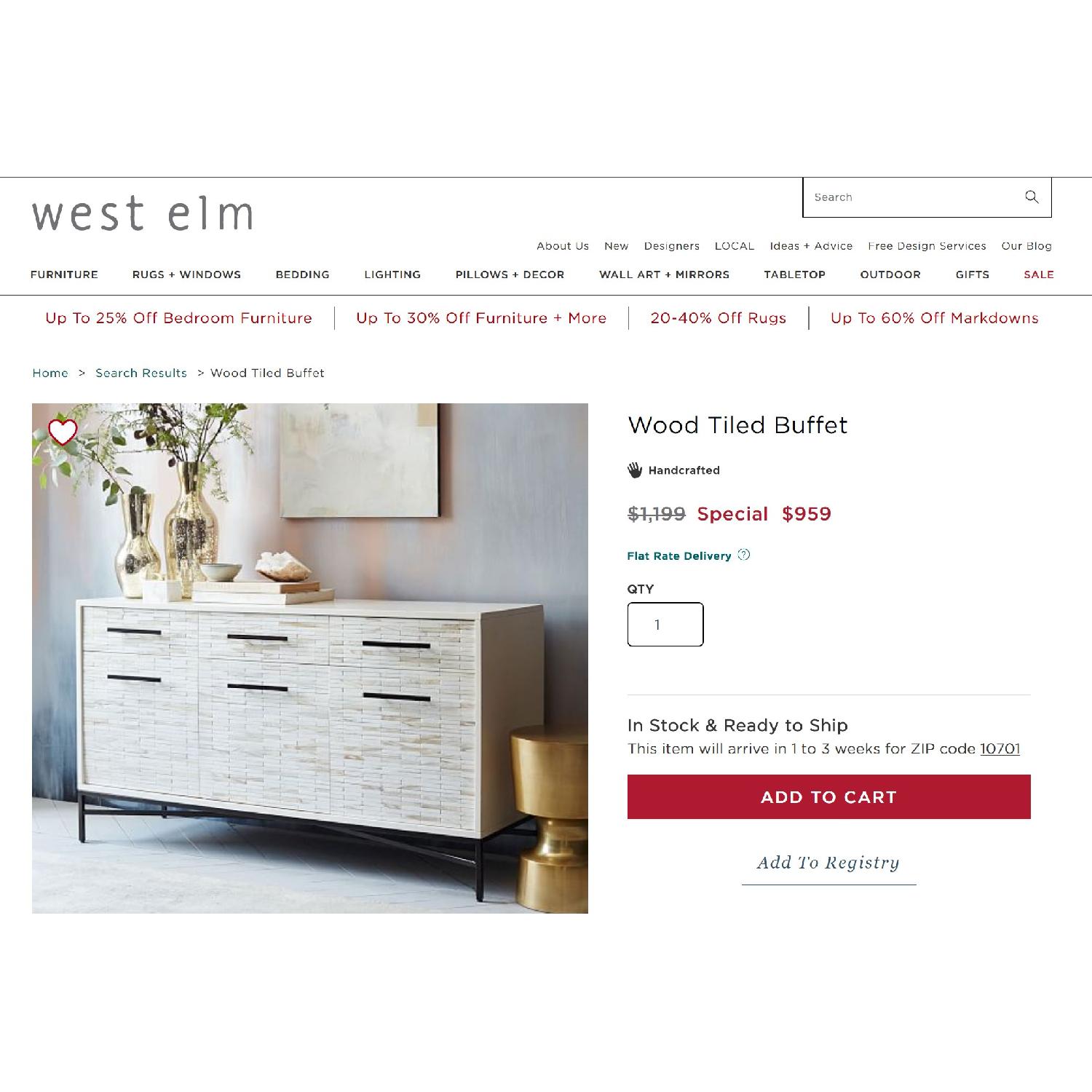 West Elm Media Cabinet/Sideboard in White Lacquer - image-1