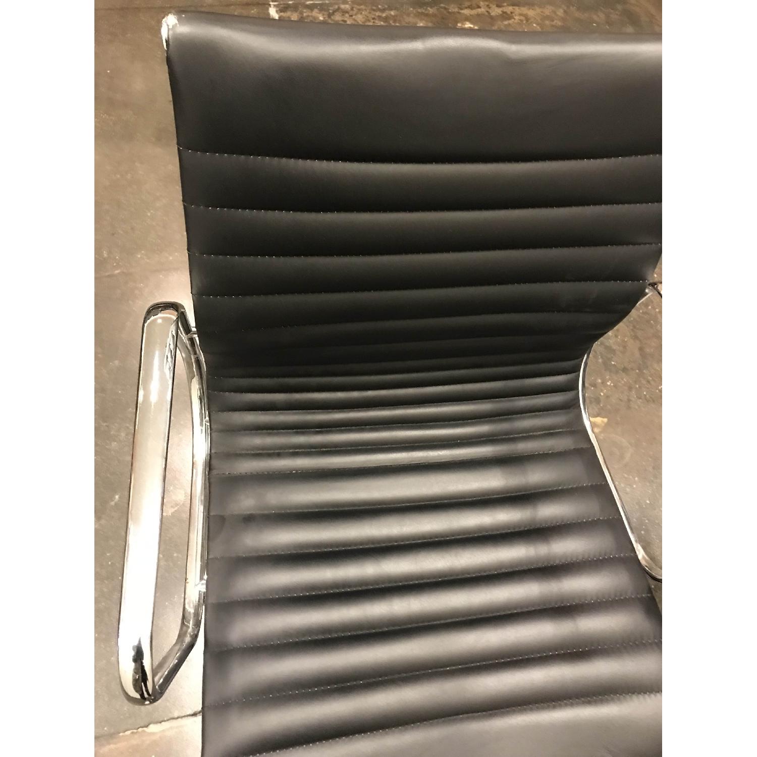 Black Leather Ribbed Office Chair - image-1