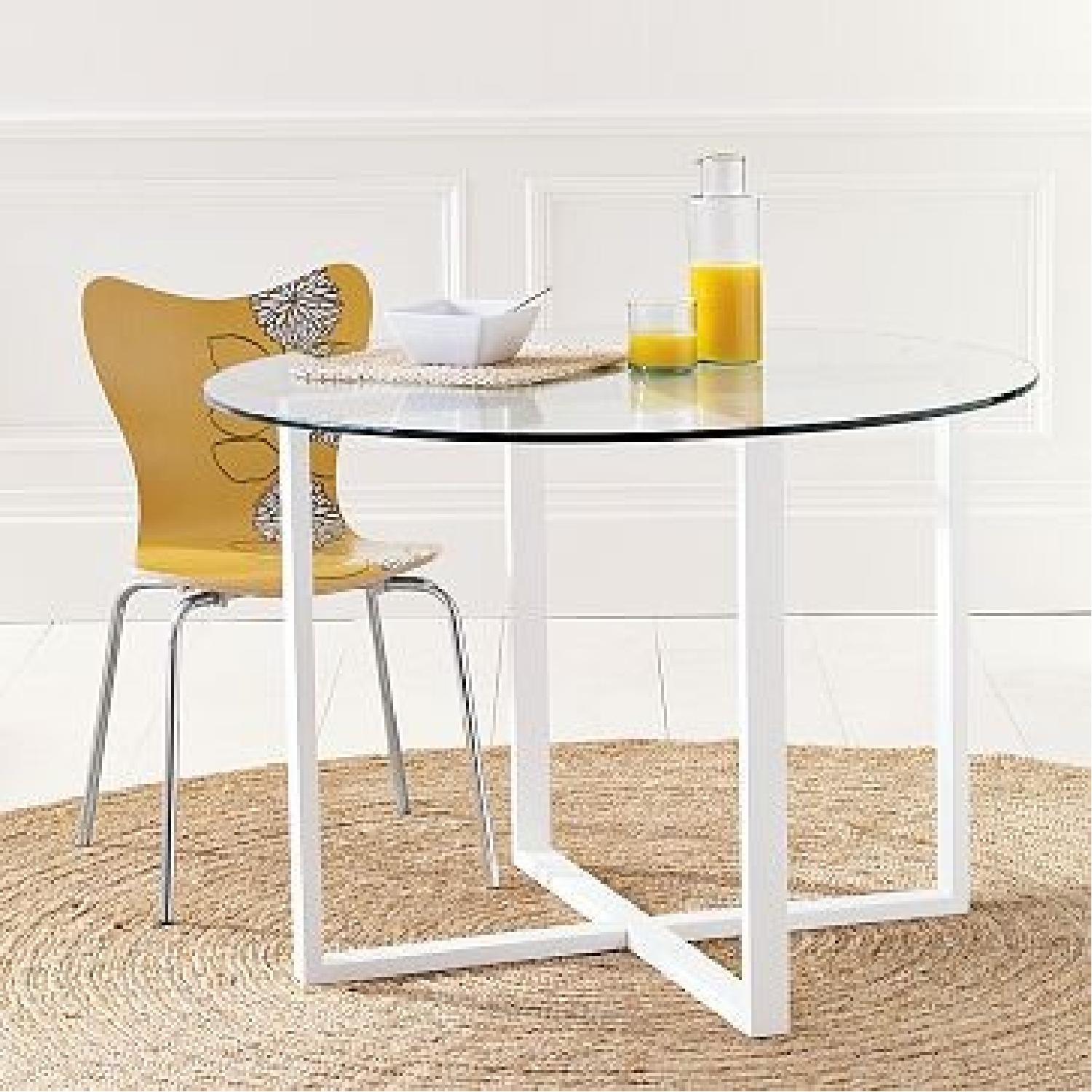 West Elm Round Glass Dining Table w/ 2 Chairs AptDeco