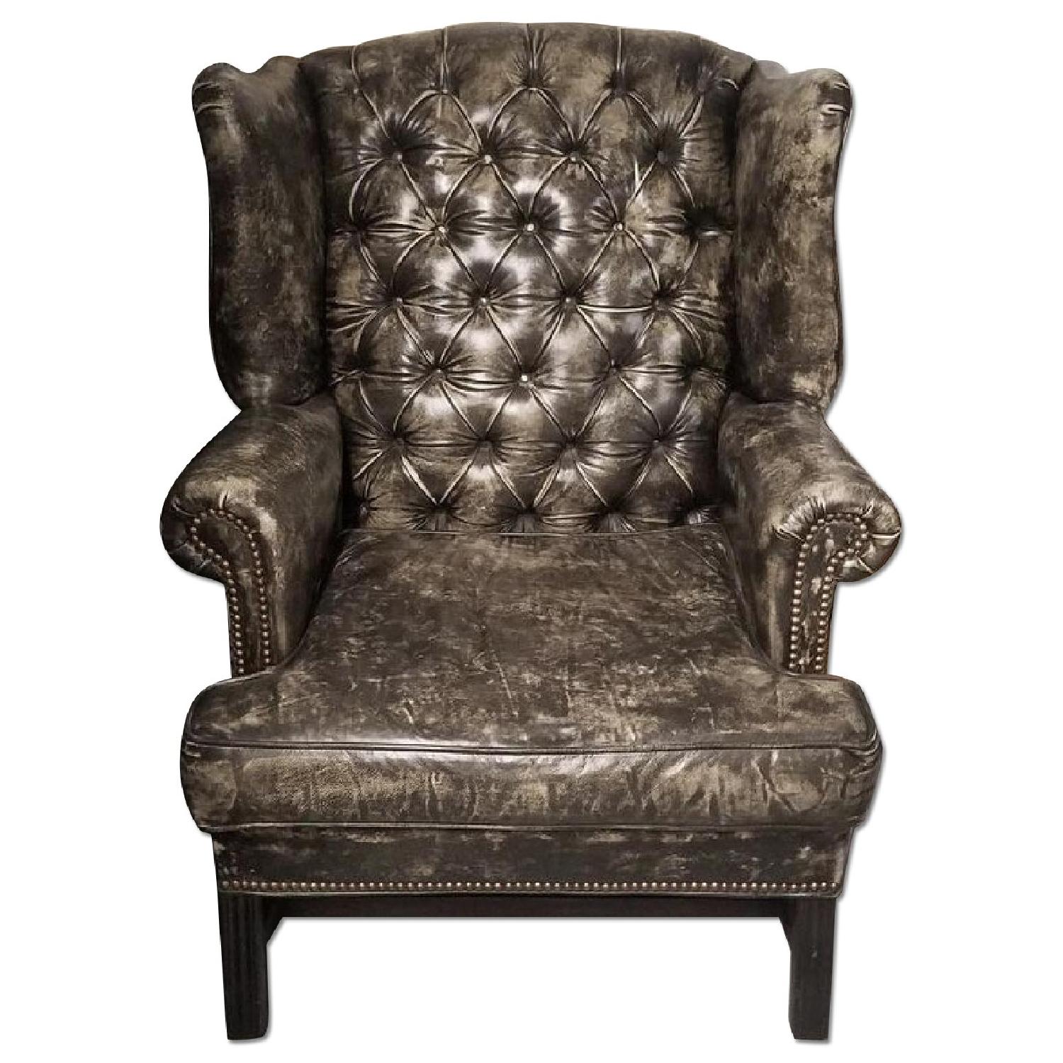 Restoration Hardware Wingback Distressed Leather Chair AptDeco