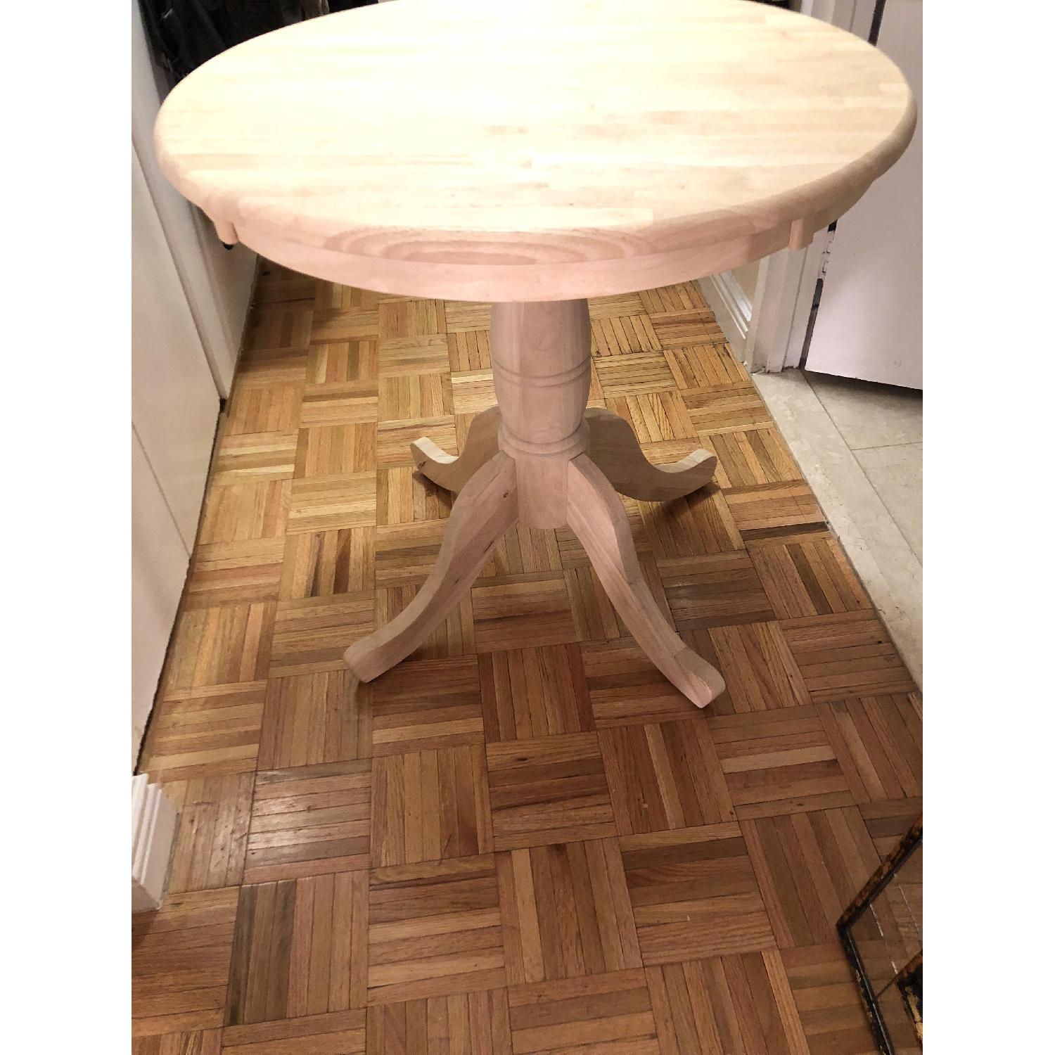 Wood Pedestal Dining Table w/ Glass Top - image-1